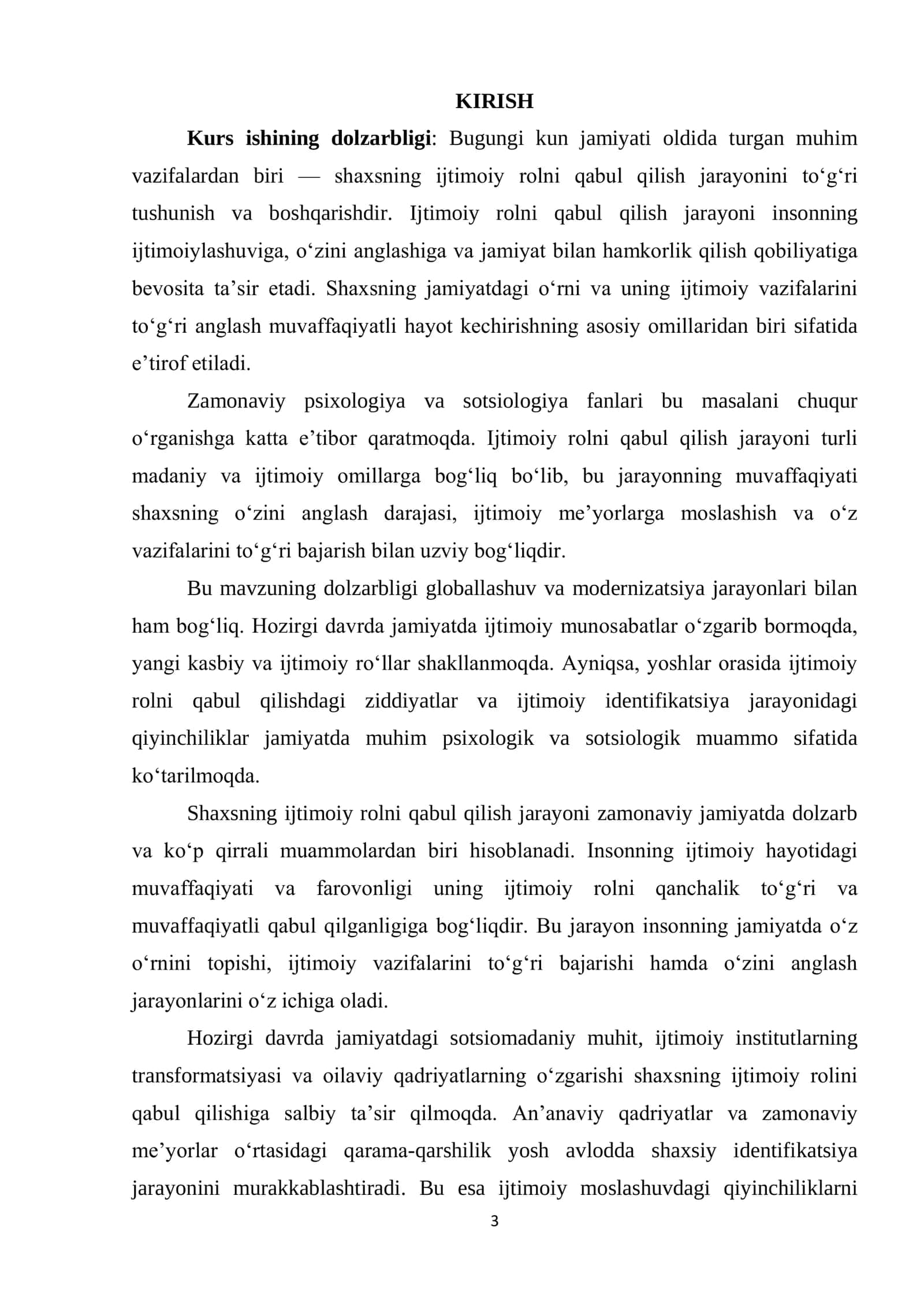 SHAXSNING IJTIMOIY ROLNI QABUL QILISH JARAYONI 3