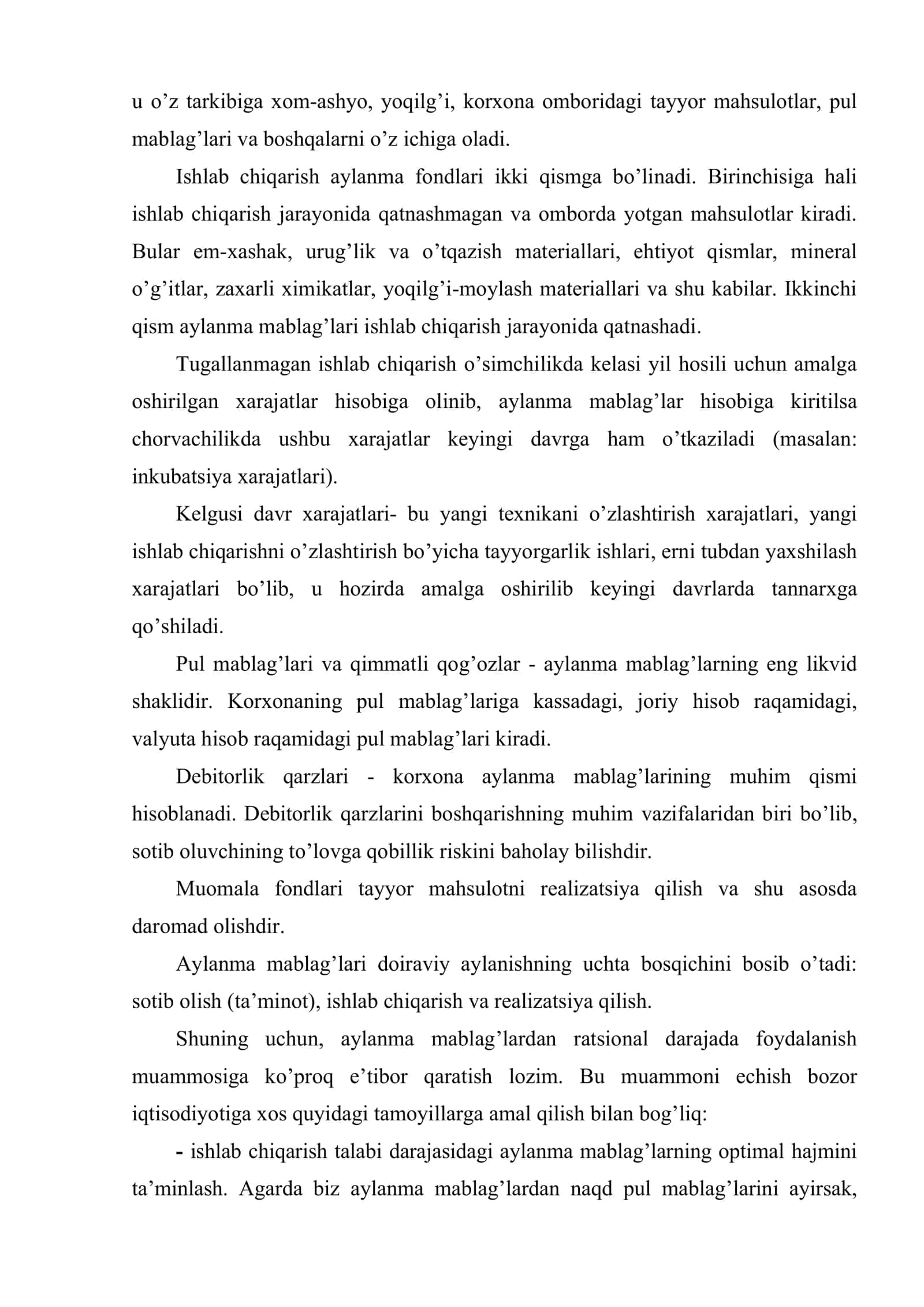 Aylanma mablag’lar va mijozlarning kreditga layoqatligini baholash usullari 3