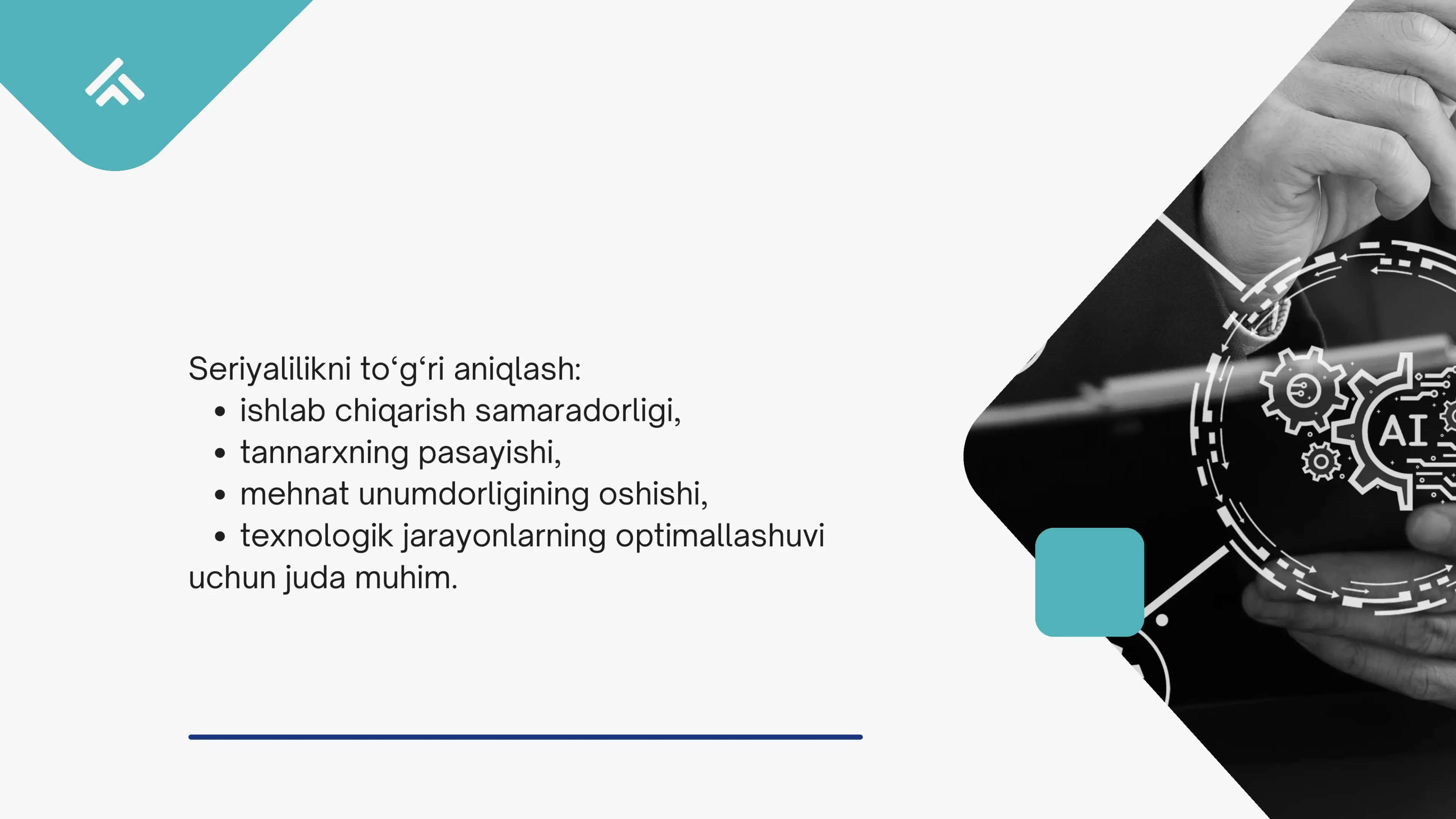 KICHIK, O'RTA VA YIRIK SERIALI ISHLAB CHIQARISH UCHUN TEXNOLOGIK JARAYONLAR 3