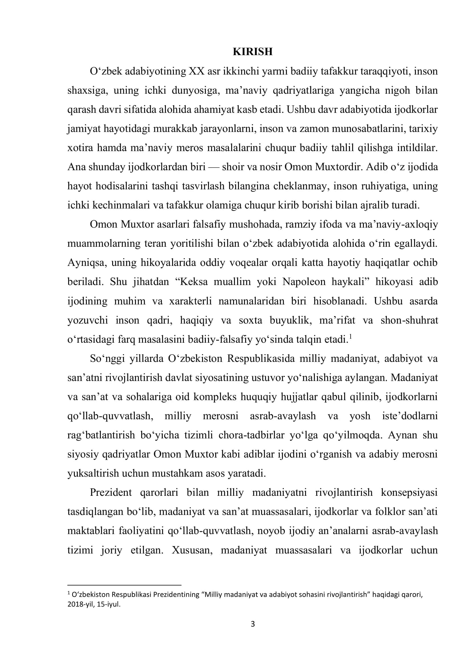 O‘MON MUXTOR HAYOTI VA IJODI MAVZUSIDAGI KURS ISHI 3