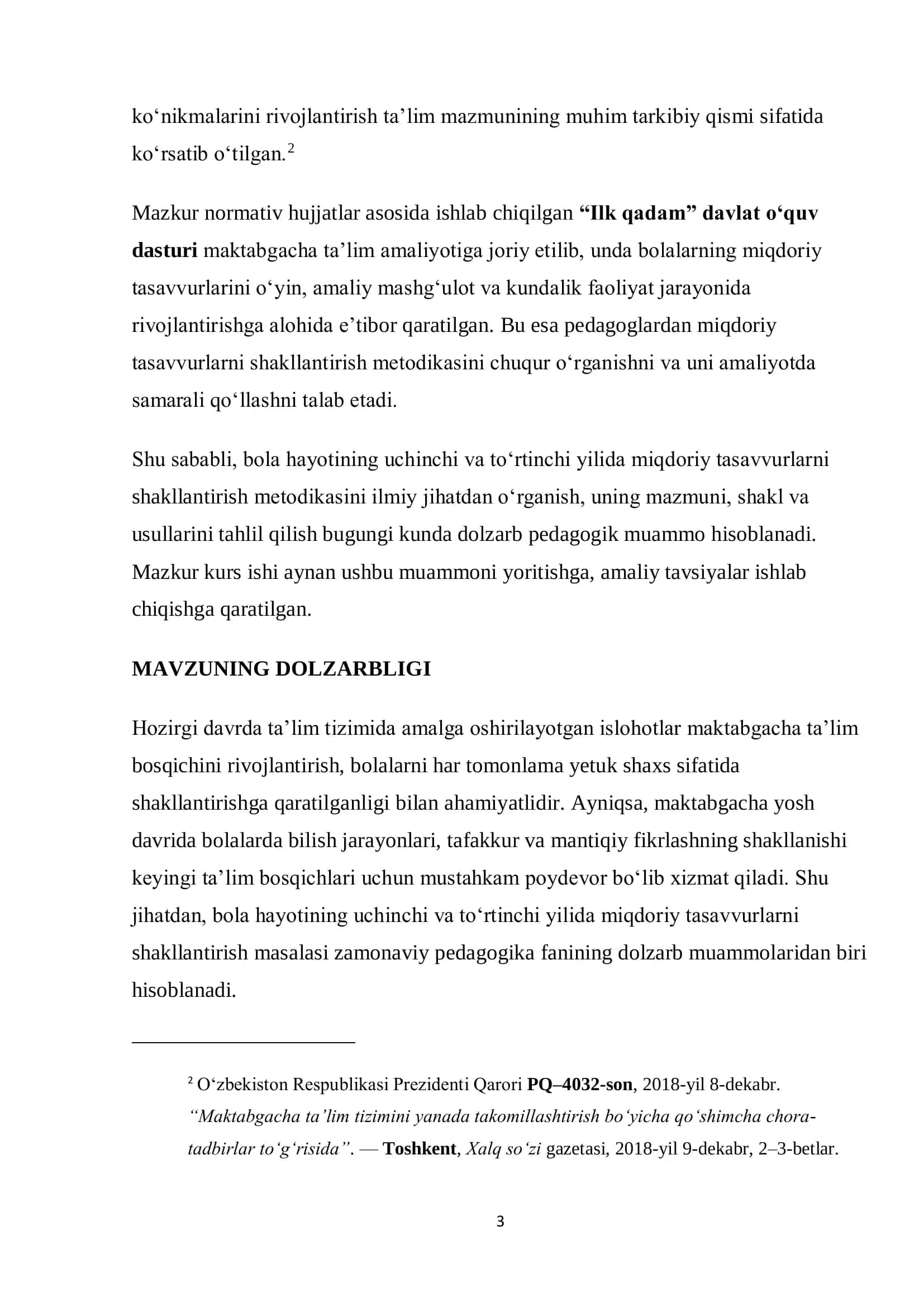 MIQDORIY TASAVVURLARNI SHAKLLANTIRISHDA AMALIY ISHLAR VA TAJRIBA-SINOV NATIJALARI 3