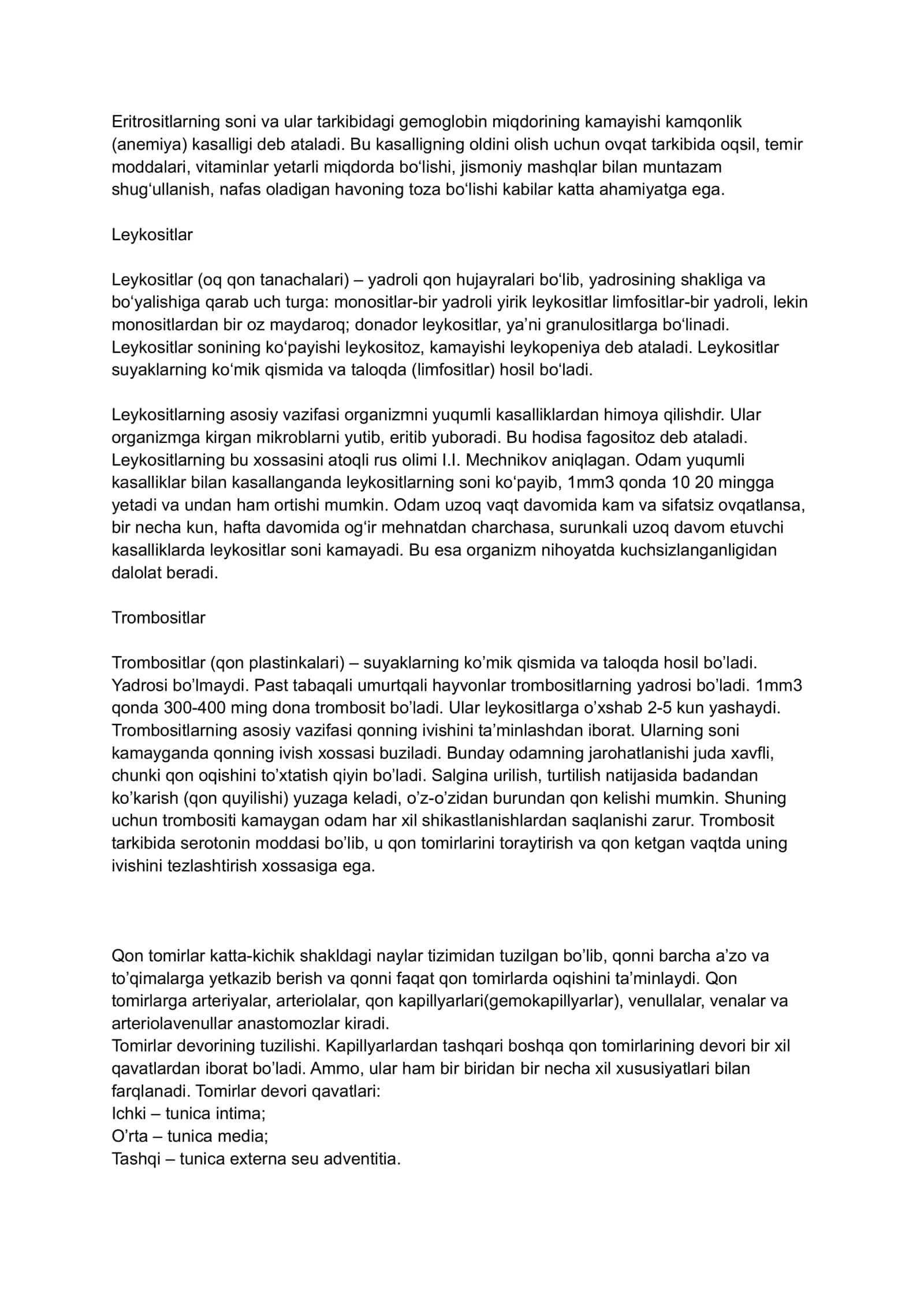 GOMEOSTAZ. QON HOSIL QILUVCHI AZOLAR QON ORGANIZMINI ICHKI TIZIMI. LIMFA TIZIMI. QONNING TARKIBI FUNKSIYASI. QON GURUHLARI. REZUSFAKTOR 3