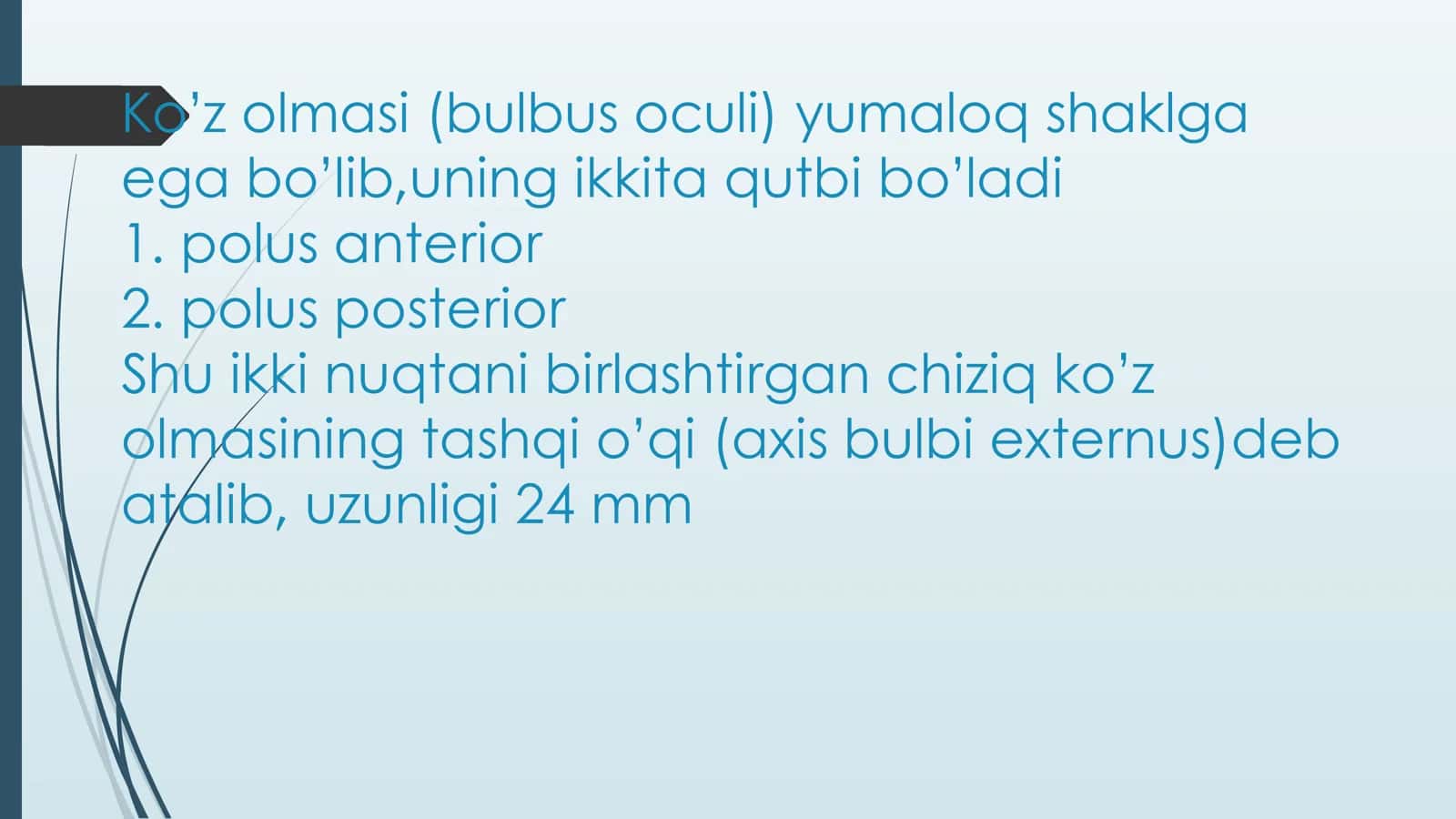 Ko’rish a’zosi.Ko’z olmasining tuzulishi va yoshga qarab o’zgarishi 3