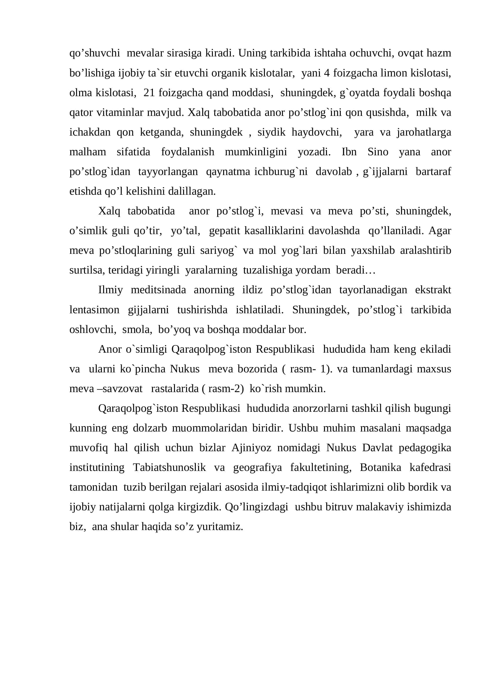 Anor o'somligining biologiyasi kurs ishi 3