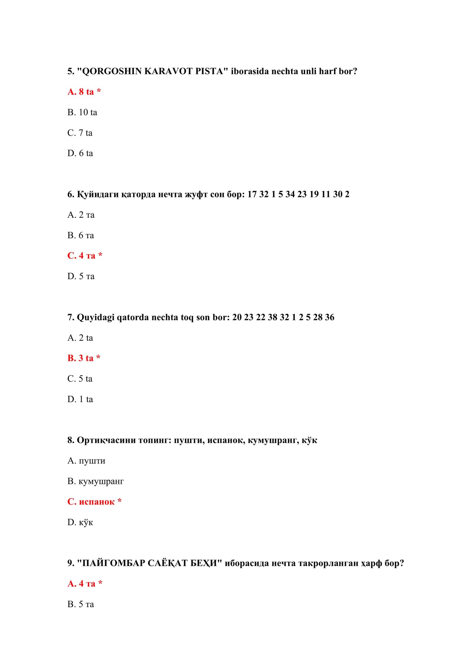 KIRISH PSIXOLOGIK SAVOLLAR TESTI 3
