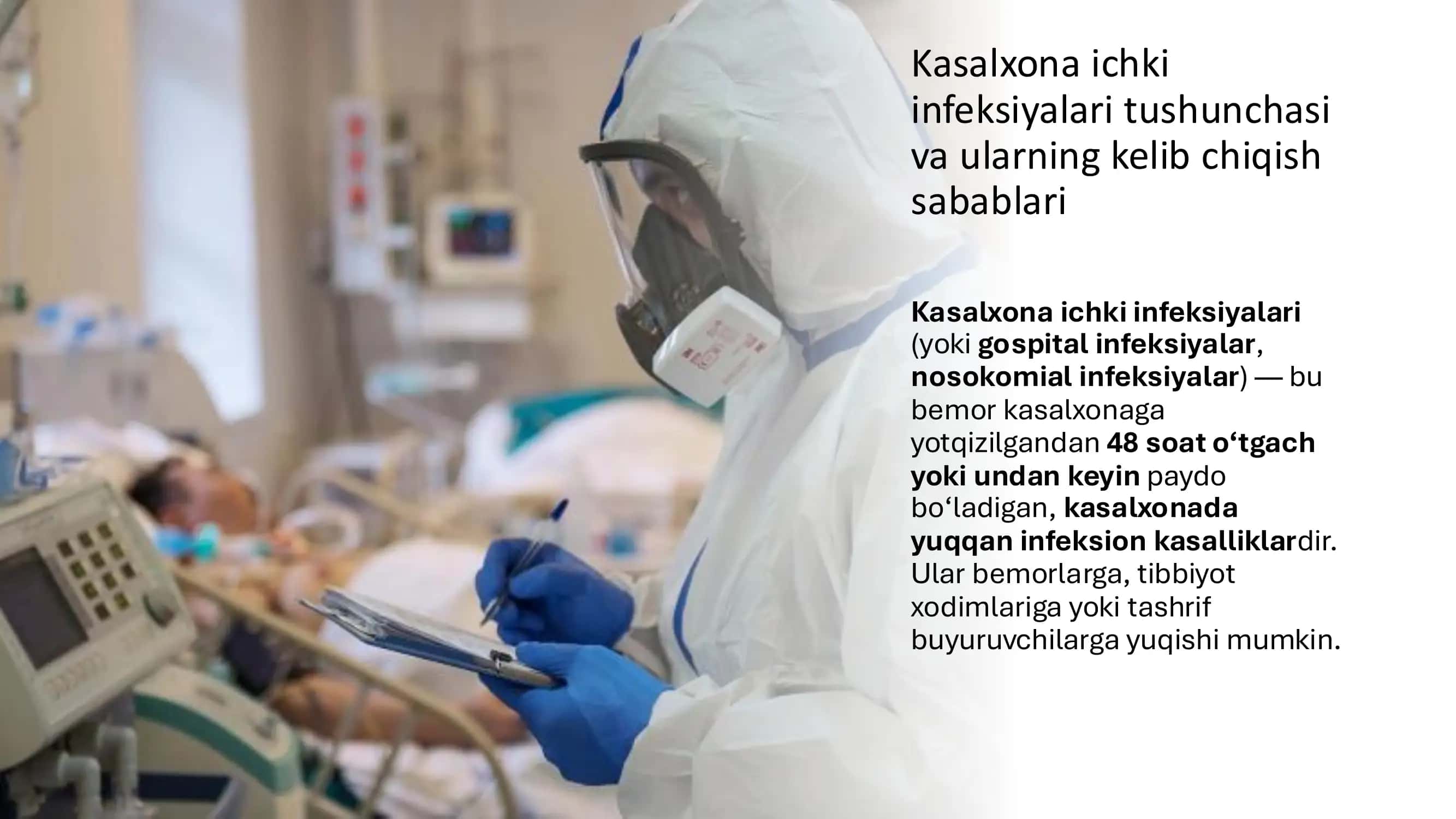 Kasalxona ichki infeksiyalarini kelib chiqishi uchun havo muhitining bakteriologik ifloslanganligining ahamiyati​ 3