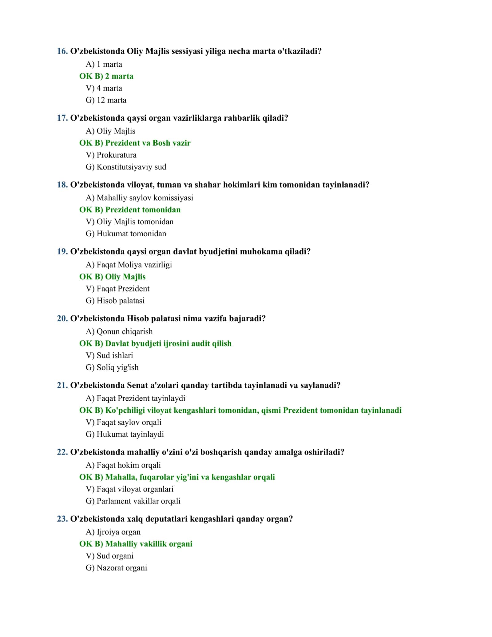 DAVLAT TUZILISHI VA QONUNCHILIK ASOSLARI test savollari 3