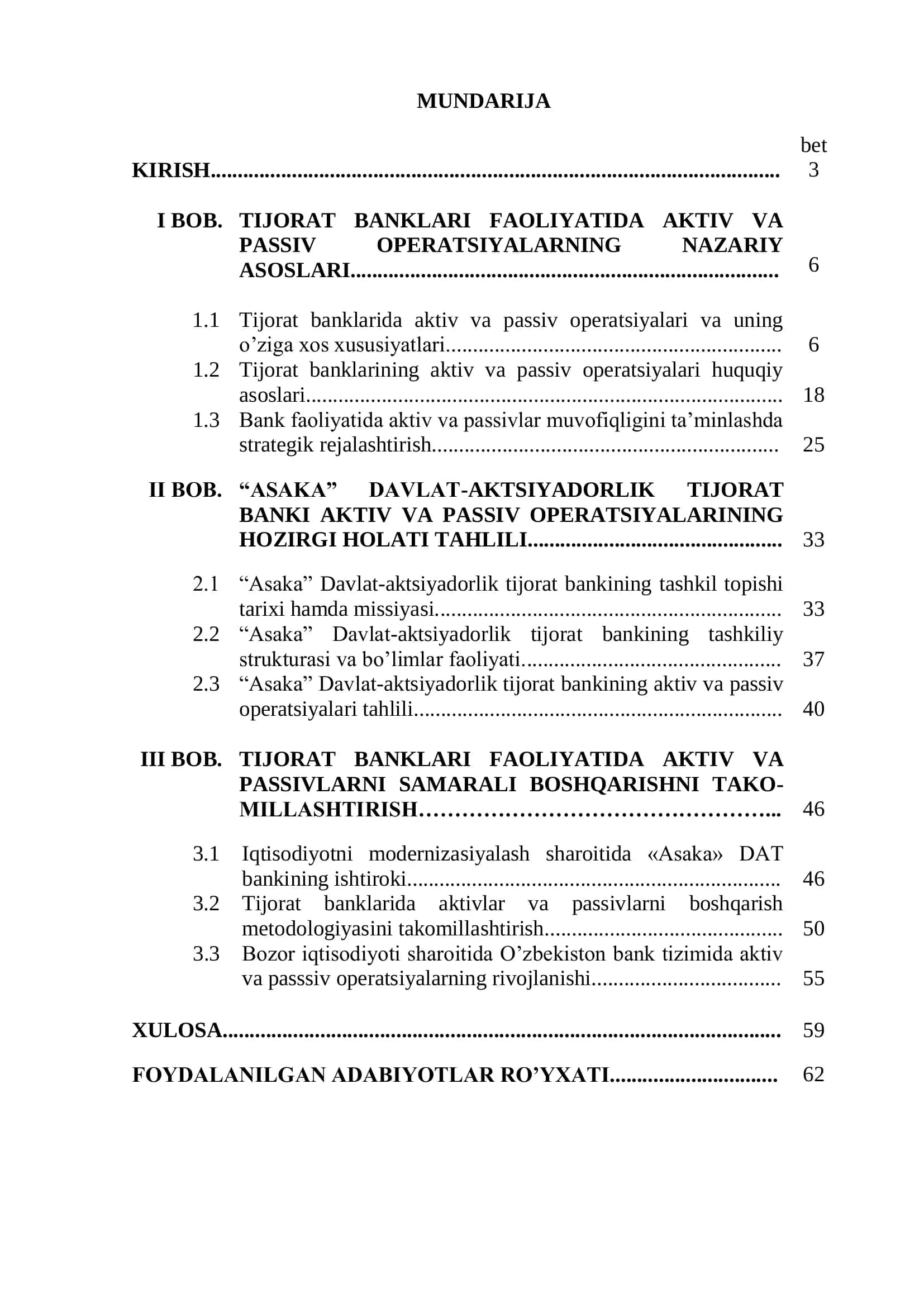 TIJORAT BANKLARI FAOLIYATIDA AKTIV VA PASSIVLARNI BOSHQARISH 3