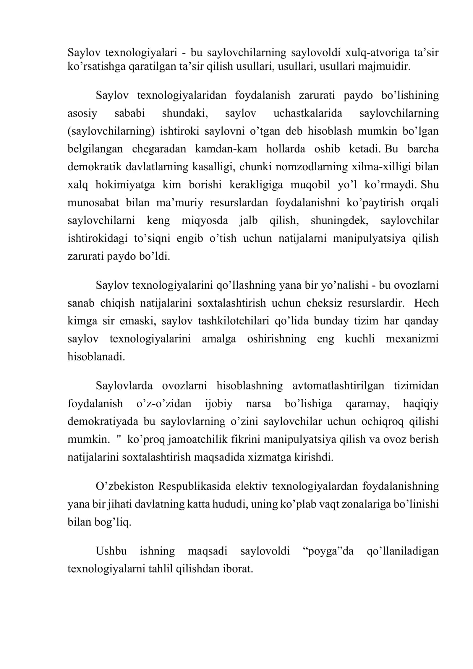 O’zbekistonning eng yangi tarixi fanidan mustaqil ish uchun yozgan referati 3