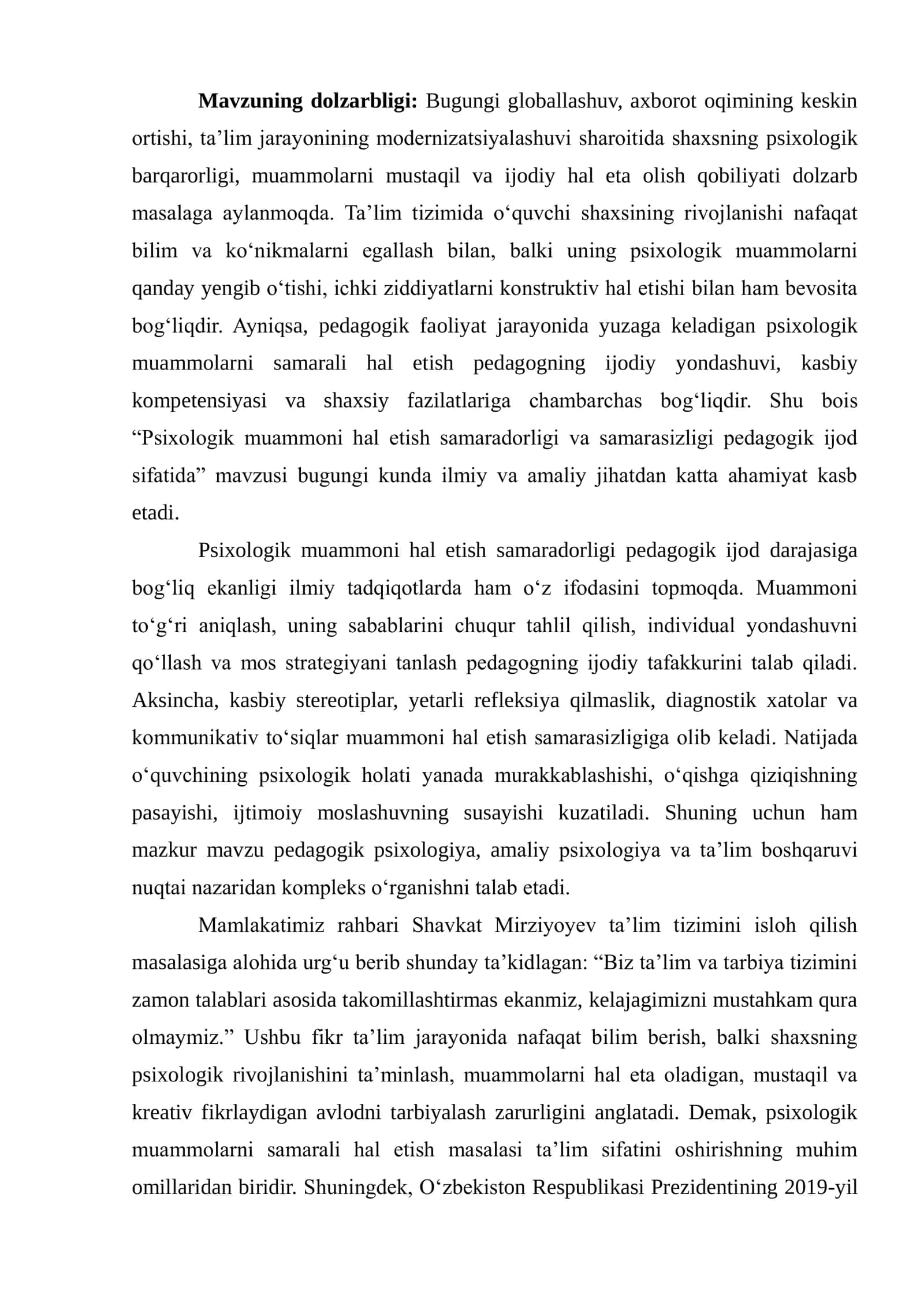 PSIXOLOGIK MUAMMONI HAL ETISH SAMARADORLIGI VA SAMARASIZLIGI PEDAGOGIK IJOD SIFATIDA 3