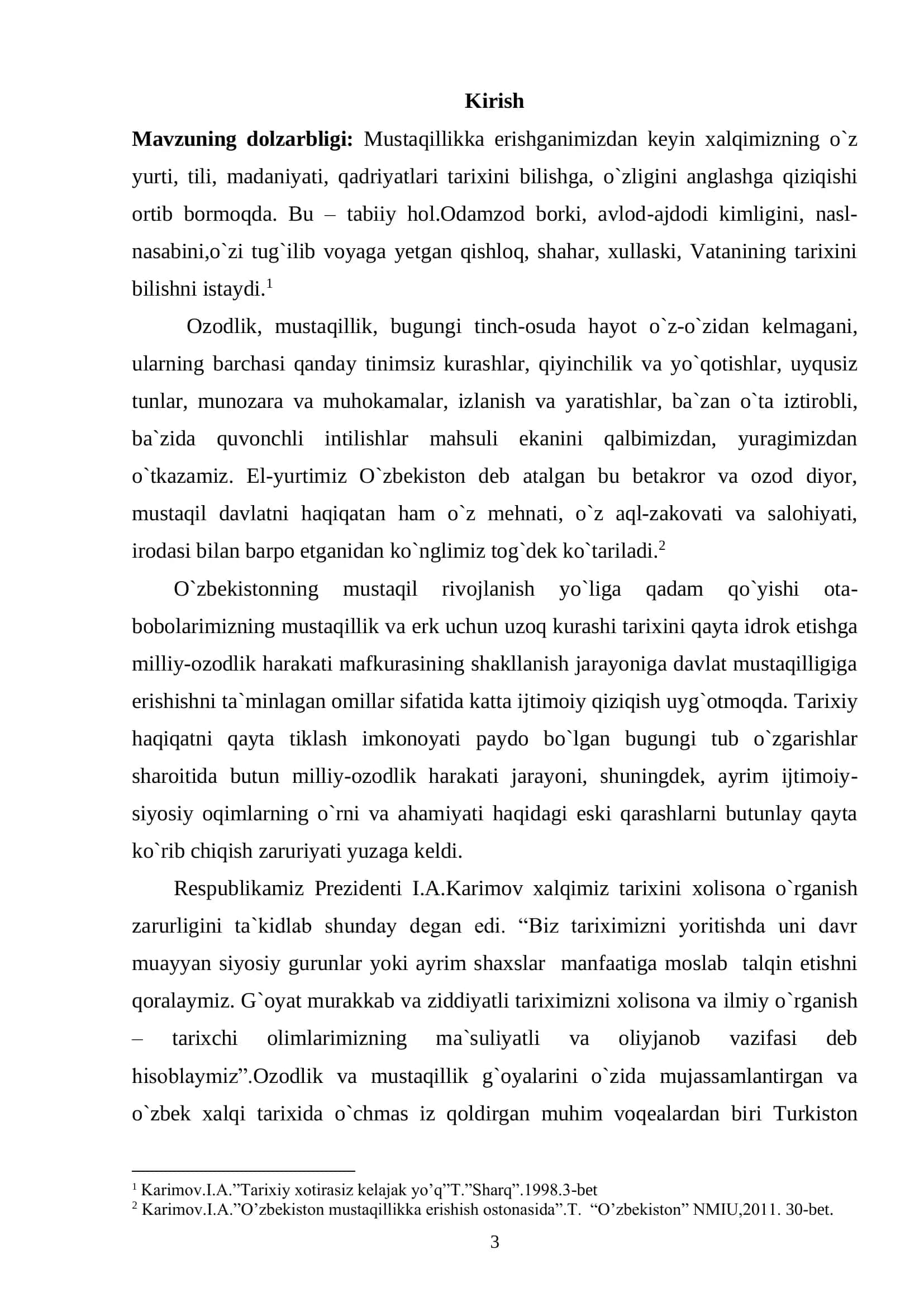 O’ZBEK DAVLATCHILIGI TARIXIDA TURKISTON MUXTORIYATINING   O’RNI VA ROLI” 3