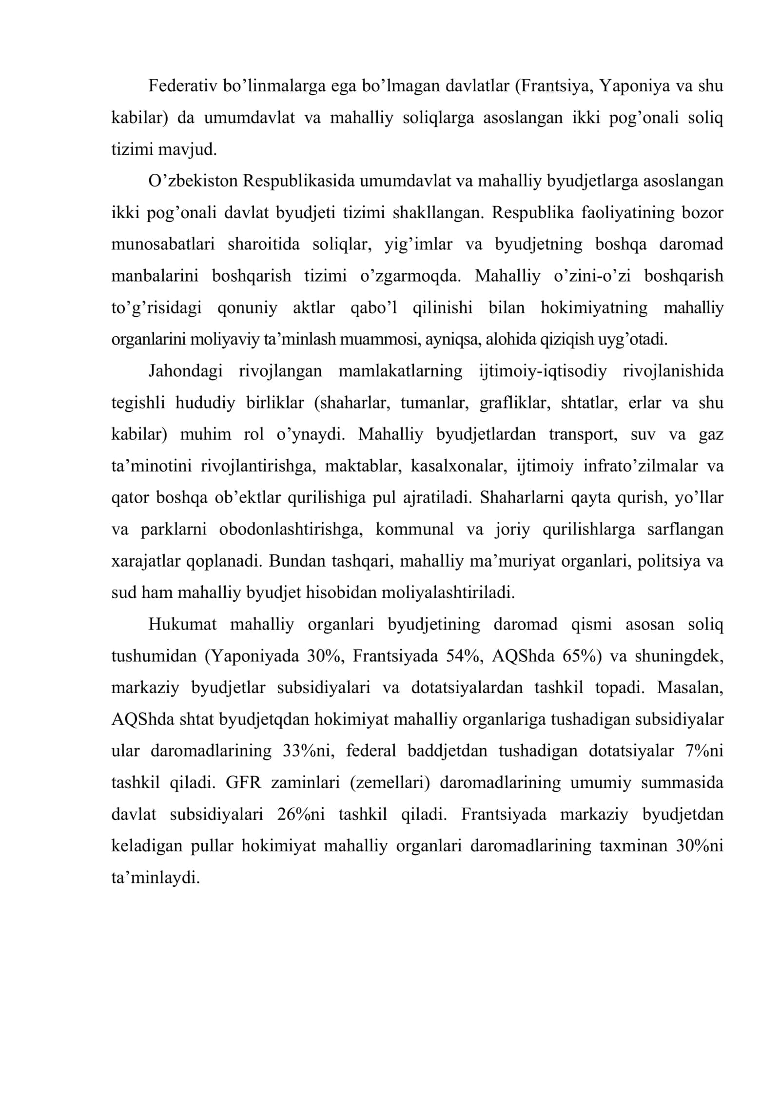 Rivojlangan xorijiy davlatlarning soliq tizimi tajribalarini respublikamizda foydalanish imkoniyatlari 3