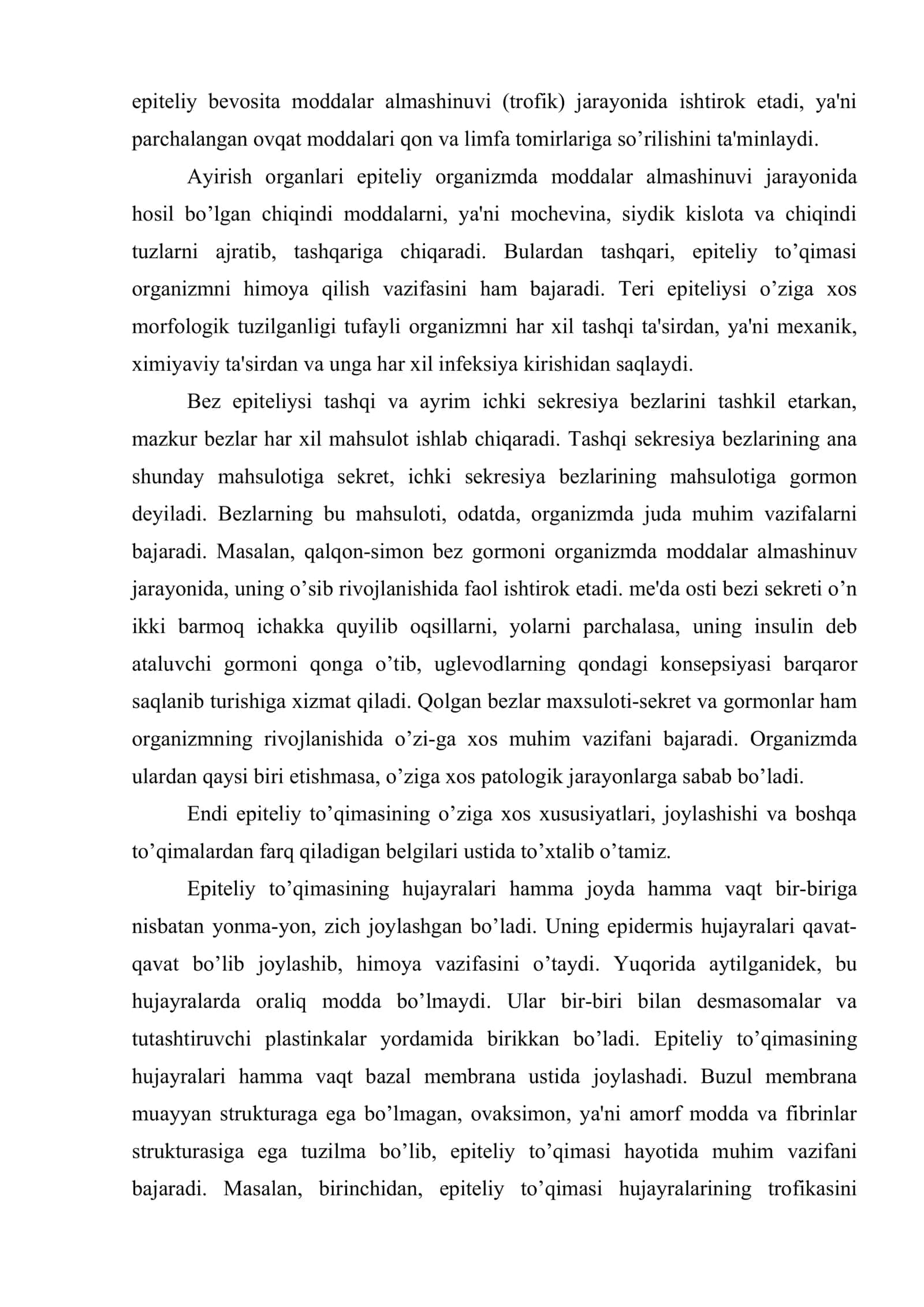 Epiteliy to’qimasi. Epiteliy to’qimasining morfologik, fiziologik va genetik klassifikasiyasi 3