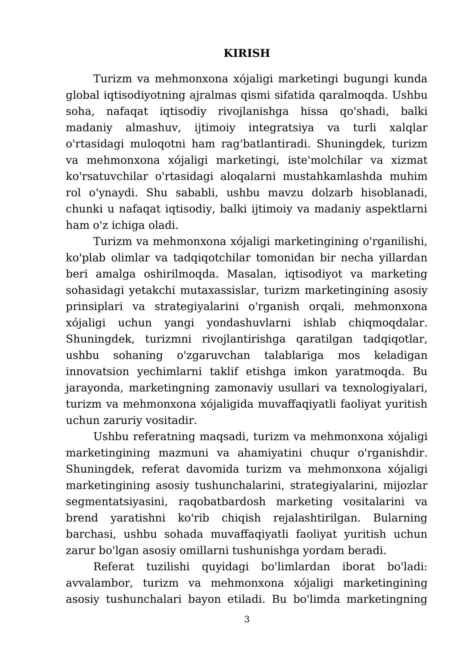 Turizm va mehmonxona xójaligi marketingining mazmuni va ahamiyati 3