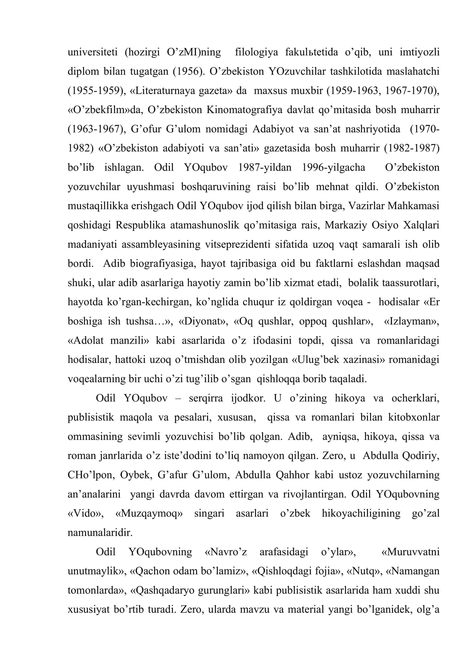 Odil Yoqubov – serqirra ijodkor 3