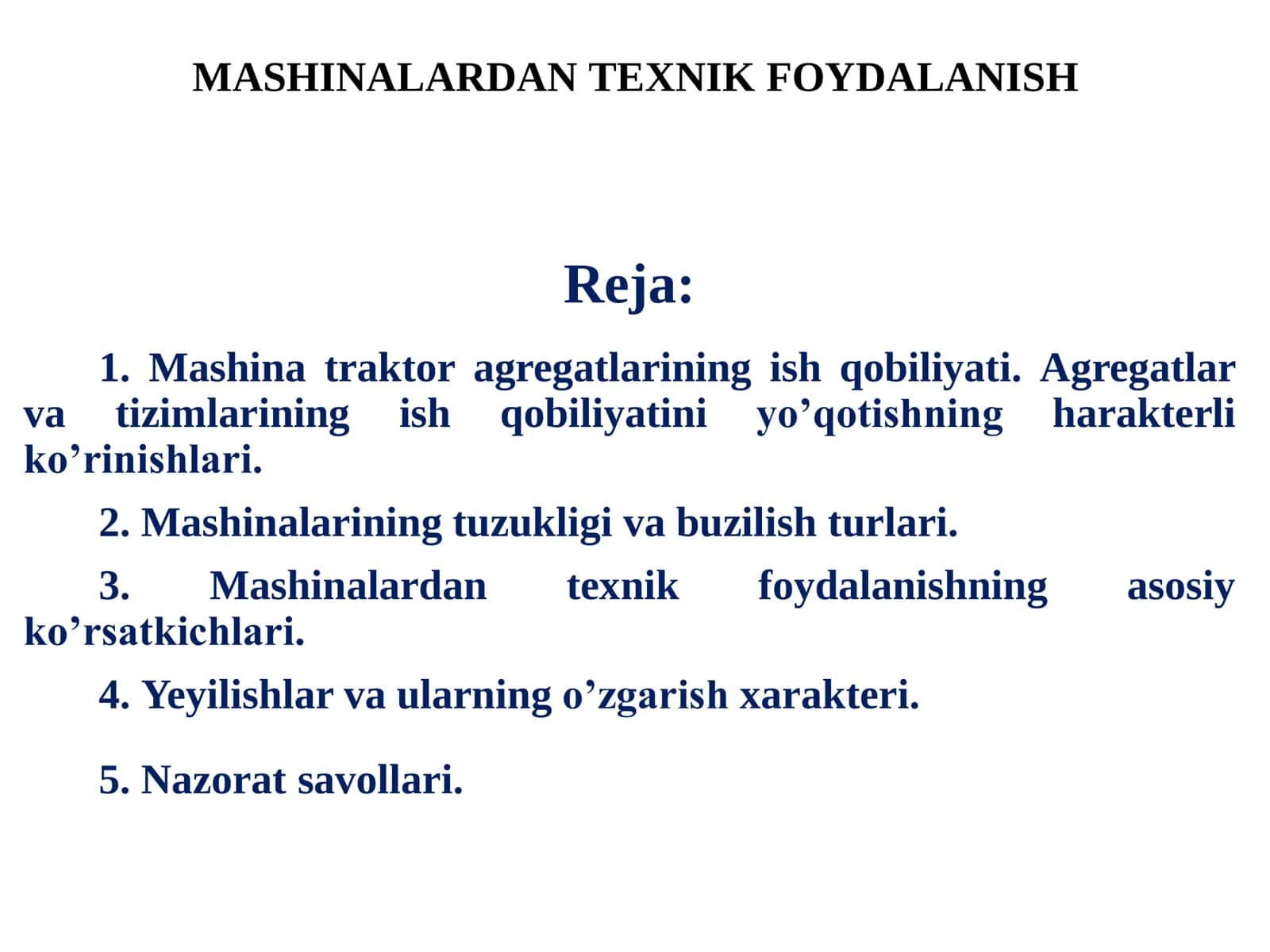 MASHINALARDAN TEXNIK FOYDALANISH 3