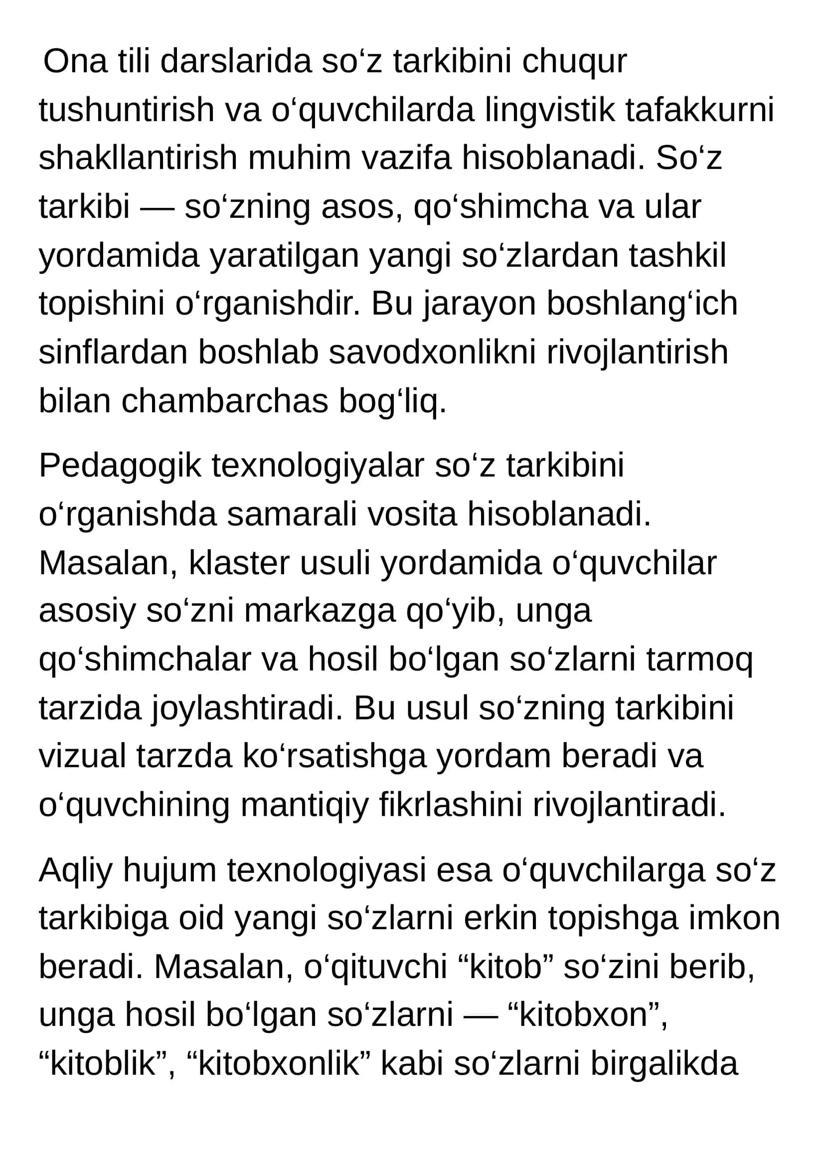 Ona va oʻqish savodxonligi darslari innovatsion pedagogik texnologiyalar 3