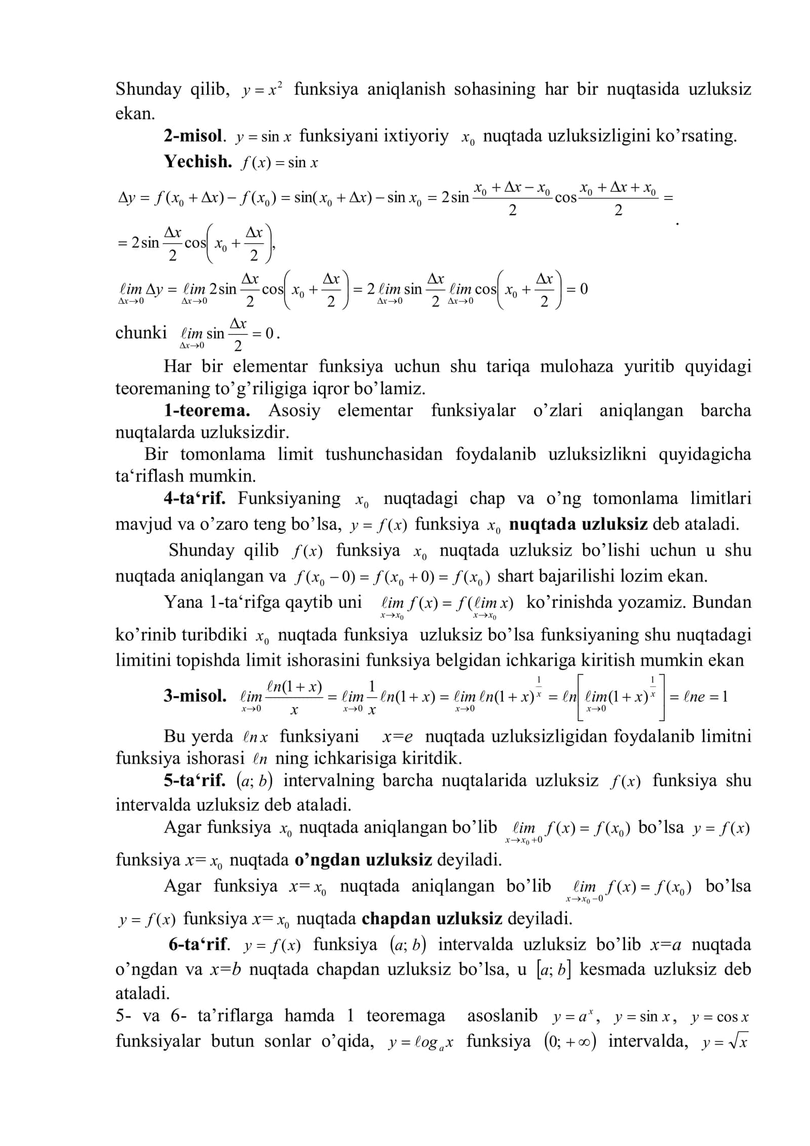 Funksiyaning uzluksizligi 3