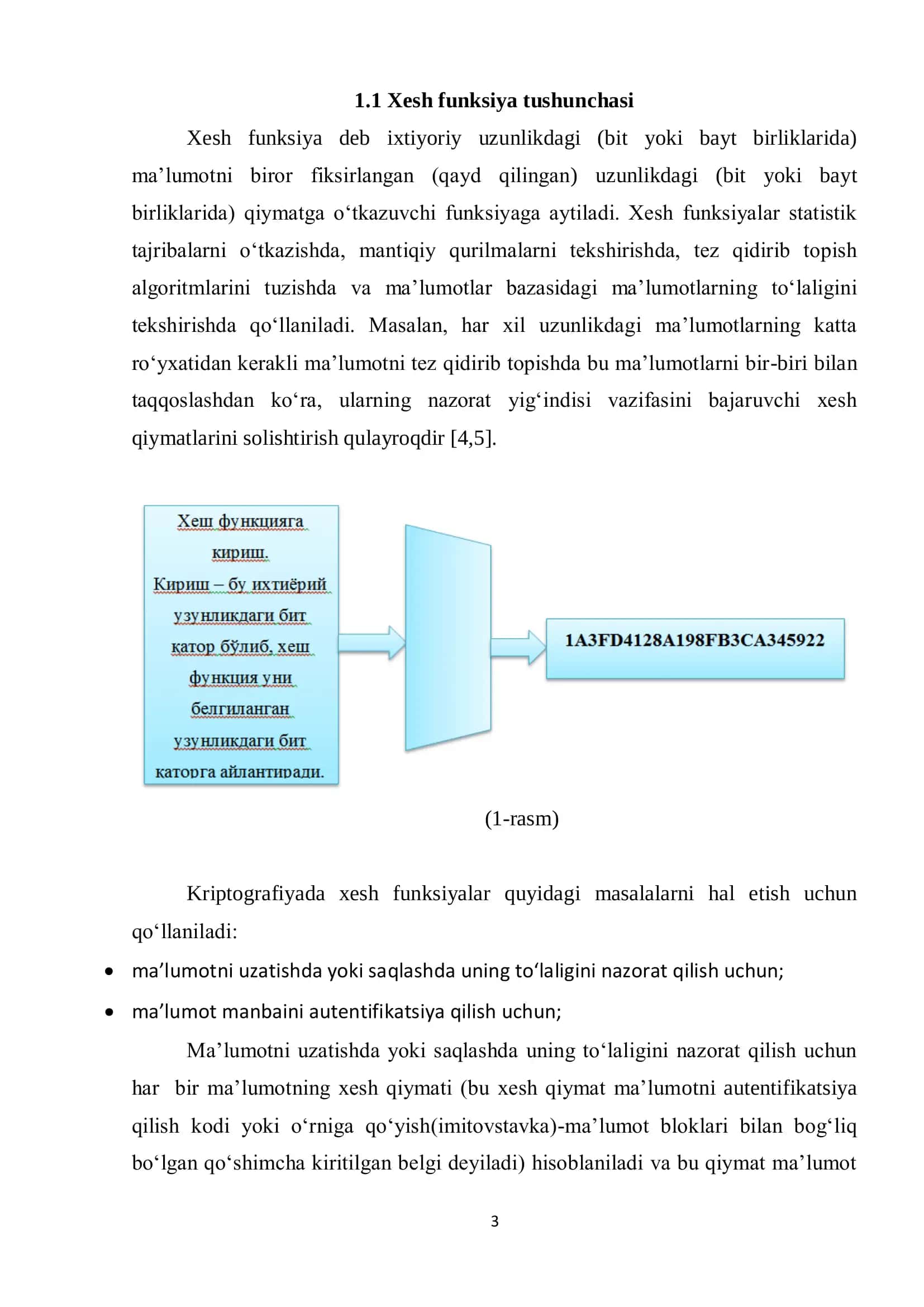 Xesh funksiya va uning axborotni himoyalash masalalarini 3