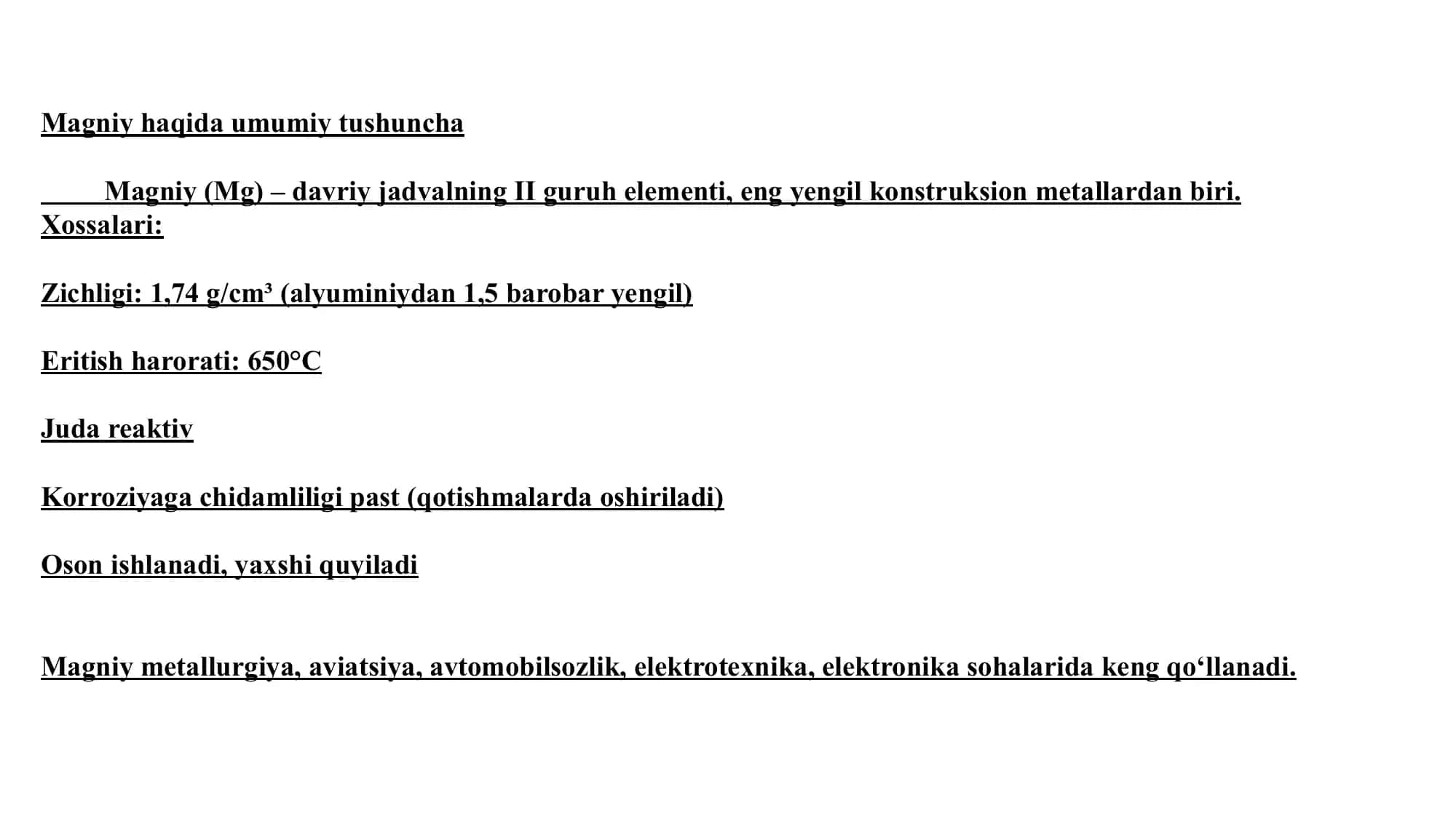 Magniy ishlab chiqarish texnologiyasi magniy qotishmalari 3