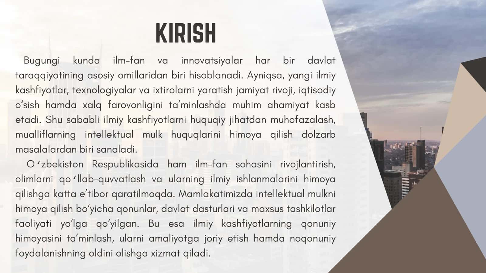 O'zbekiston Respublikasida ilmiy kashfiyotlarni muhofazalash yo'llari. 3