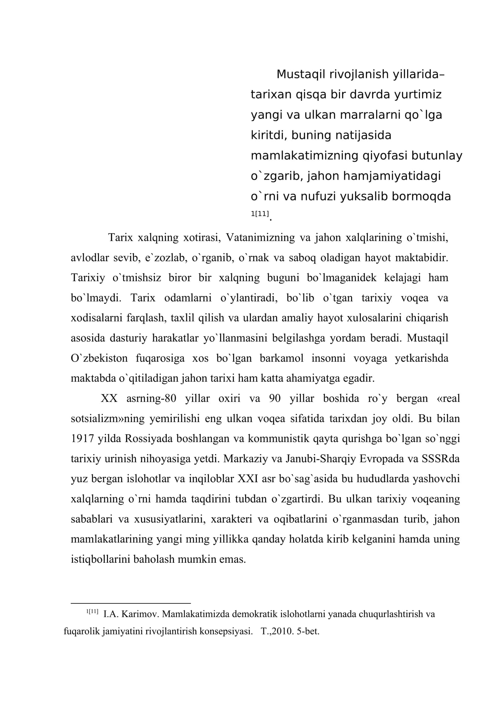 O`rta umumiy ta`lim maktablarida Jahon tarixi fanini o`qitilishi va uning ta`lim–tarbiyaviy vazifasi 3