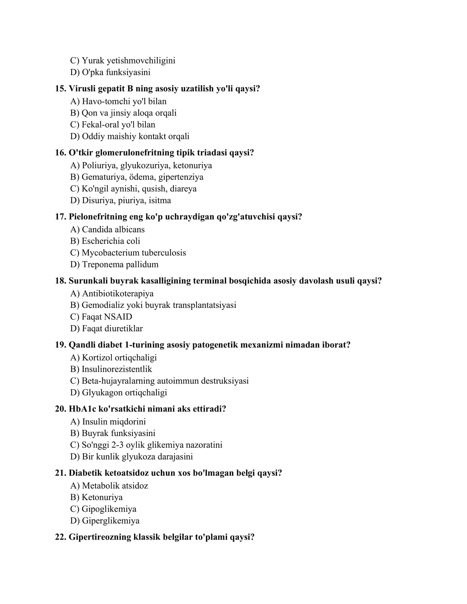 KLINIK ORDINATURAGA KIRISH TAYYORGARLIK TEST TO'PLAMI 3