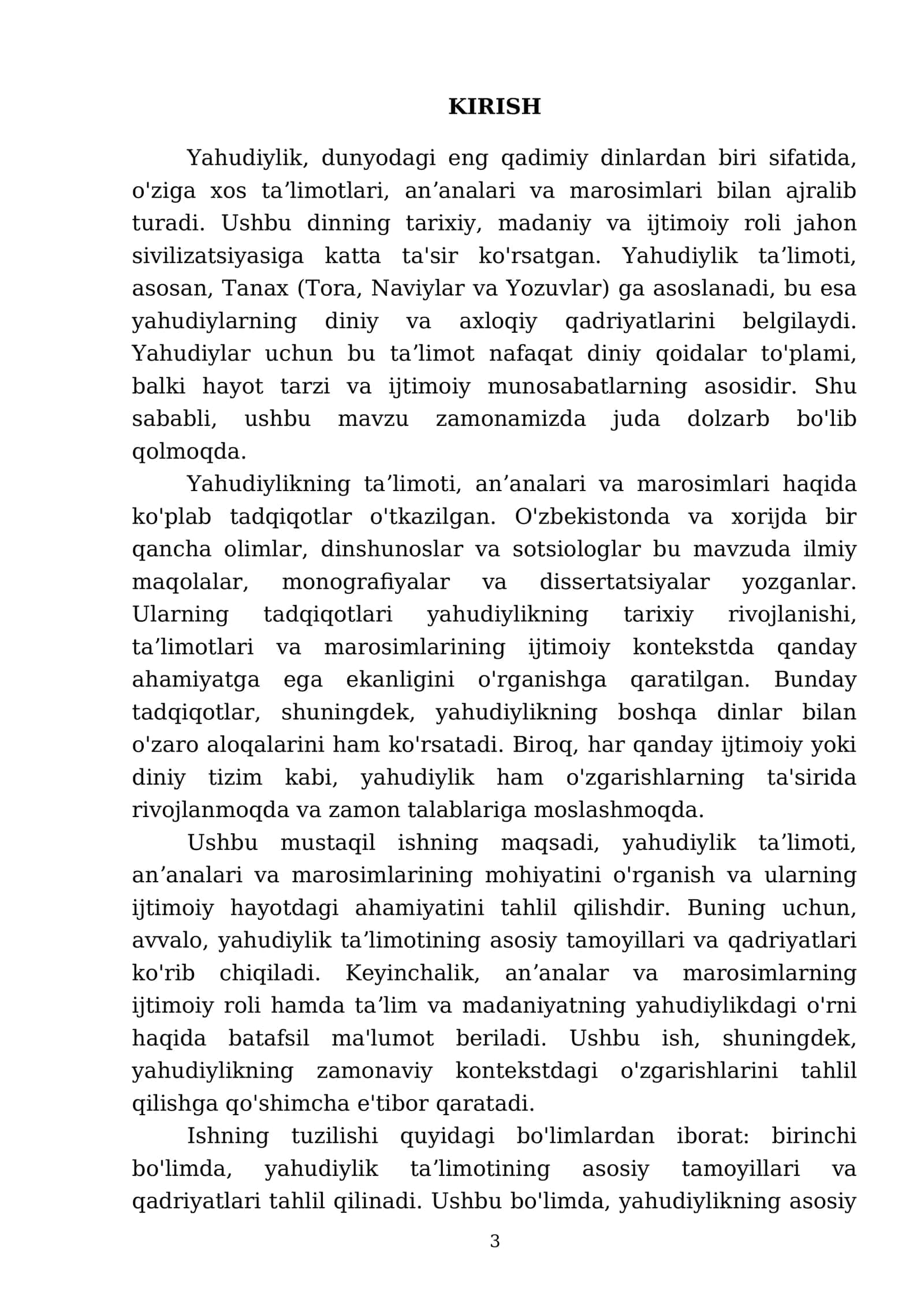 Yahudiylik taʼlimoti, anʼana va marosimlari 3