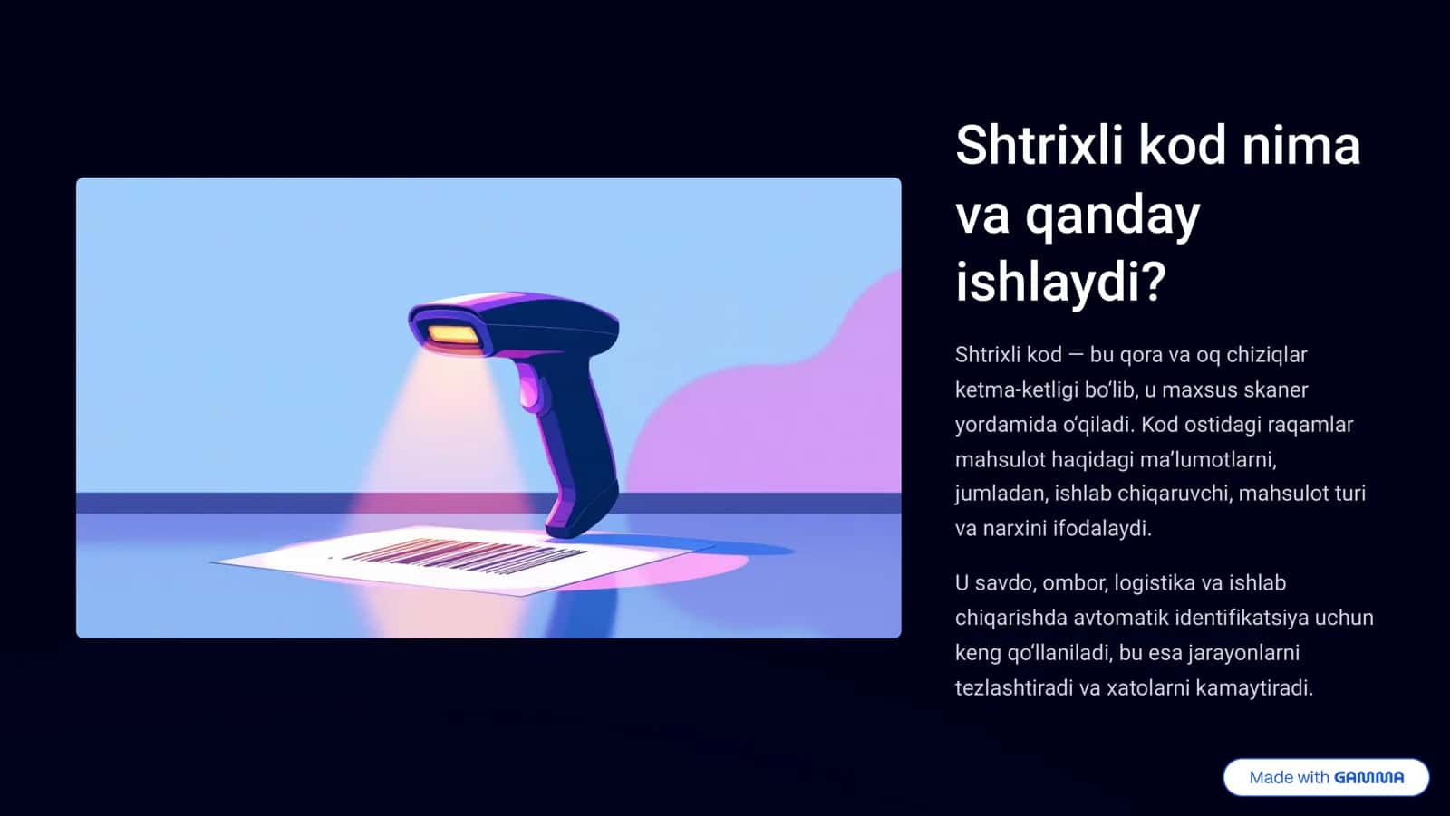 Mahsulotlarni kodlash tizimi va shtrixli kod: Zamonaviy savdo va boshqaruv asosi 3