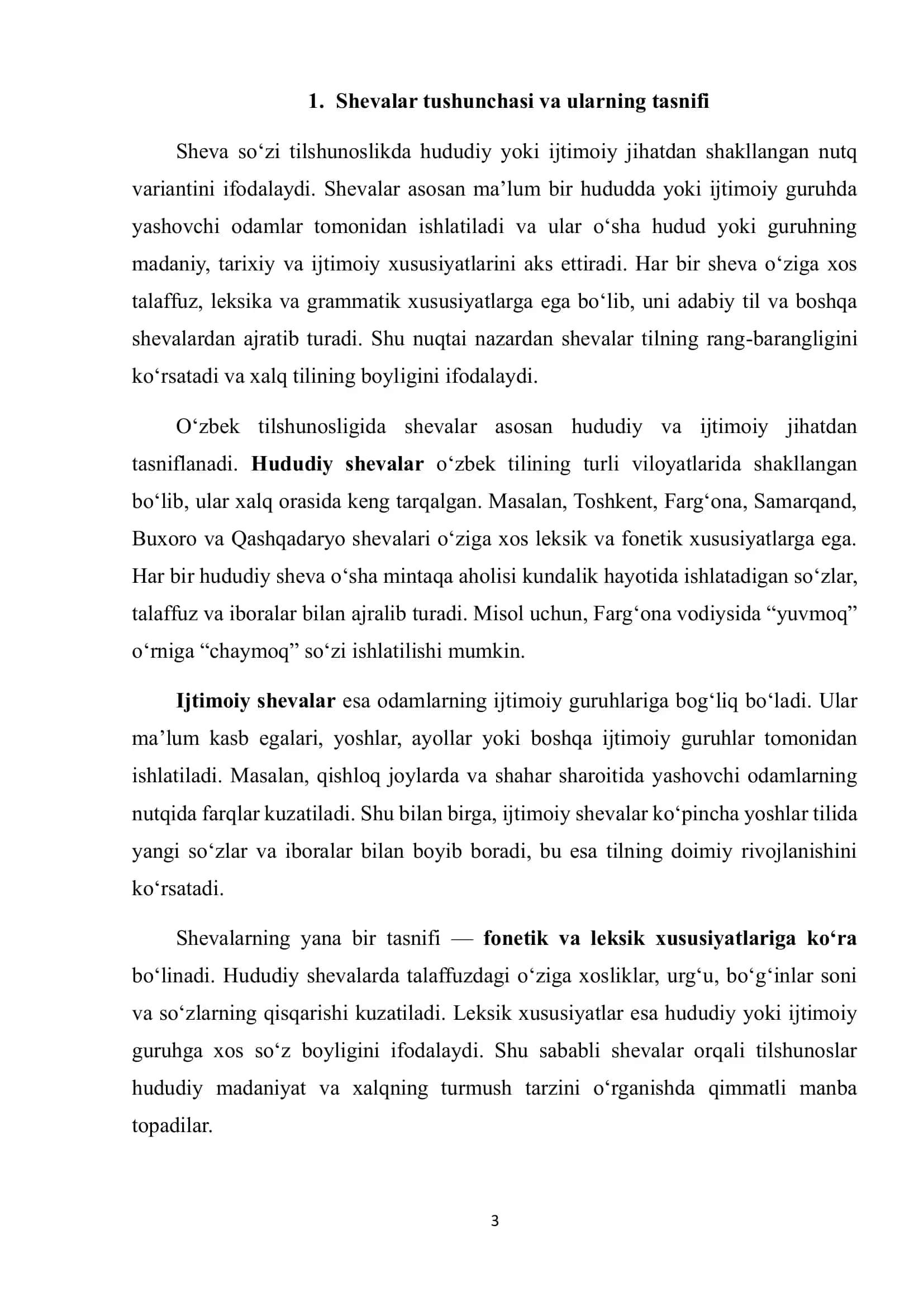 Leksik tahlil. Shevalarga xos matnlarning leksik xususiyatlari 3