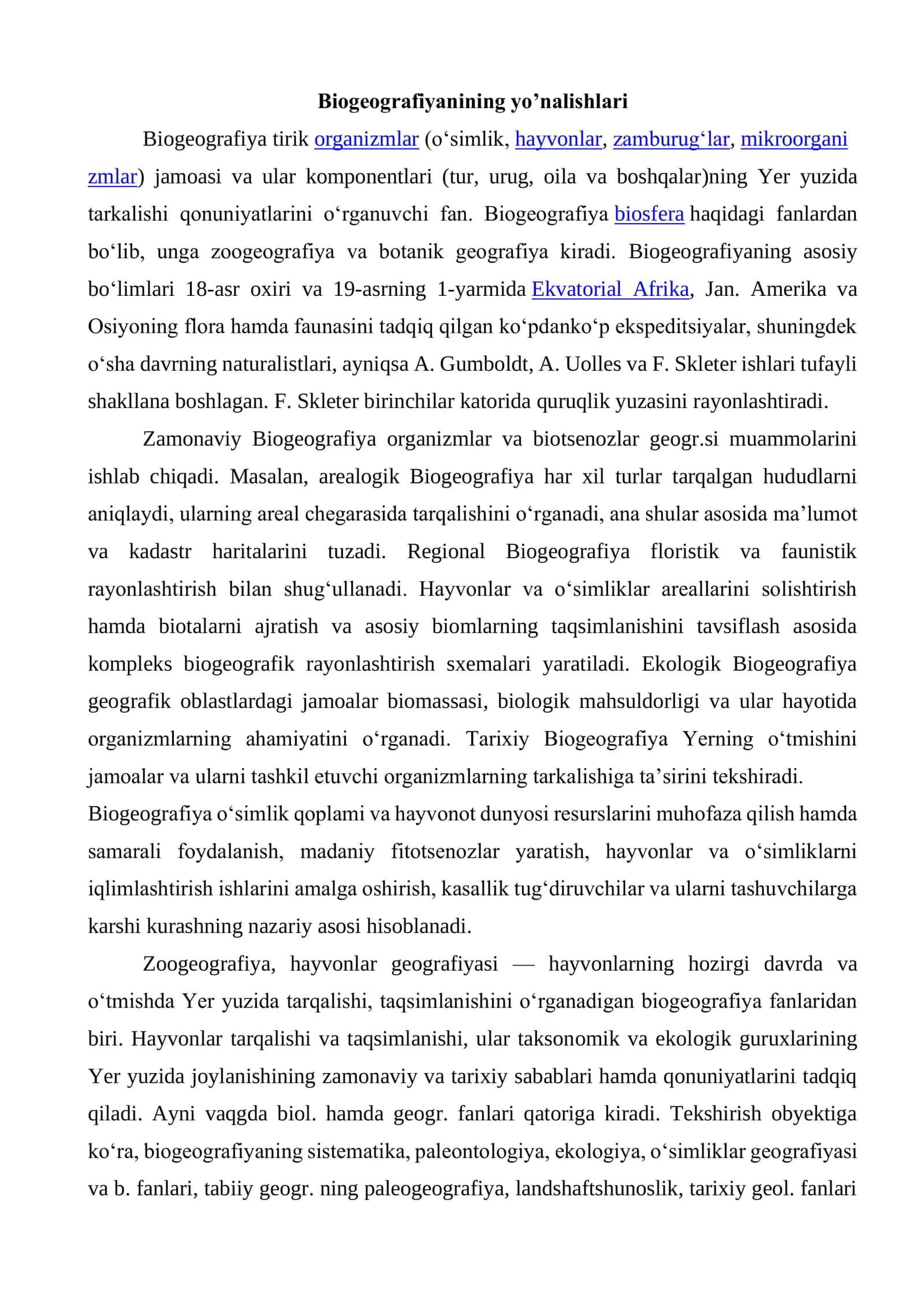 Biogeografiyanining yo’nalishlari 3