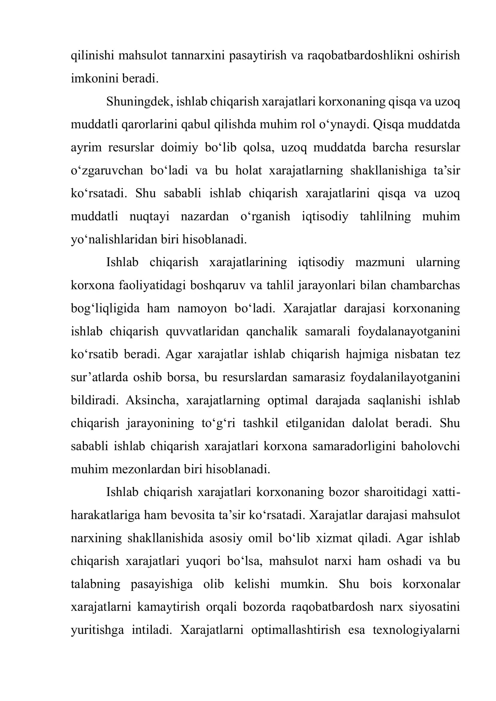 Qisqa va uzoq muddatli ishlab chiqarish xarajatlari 3