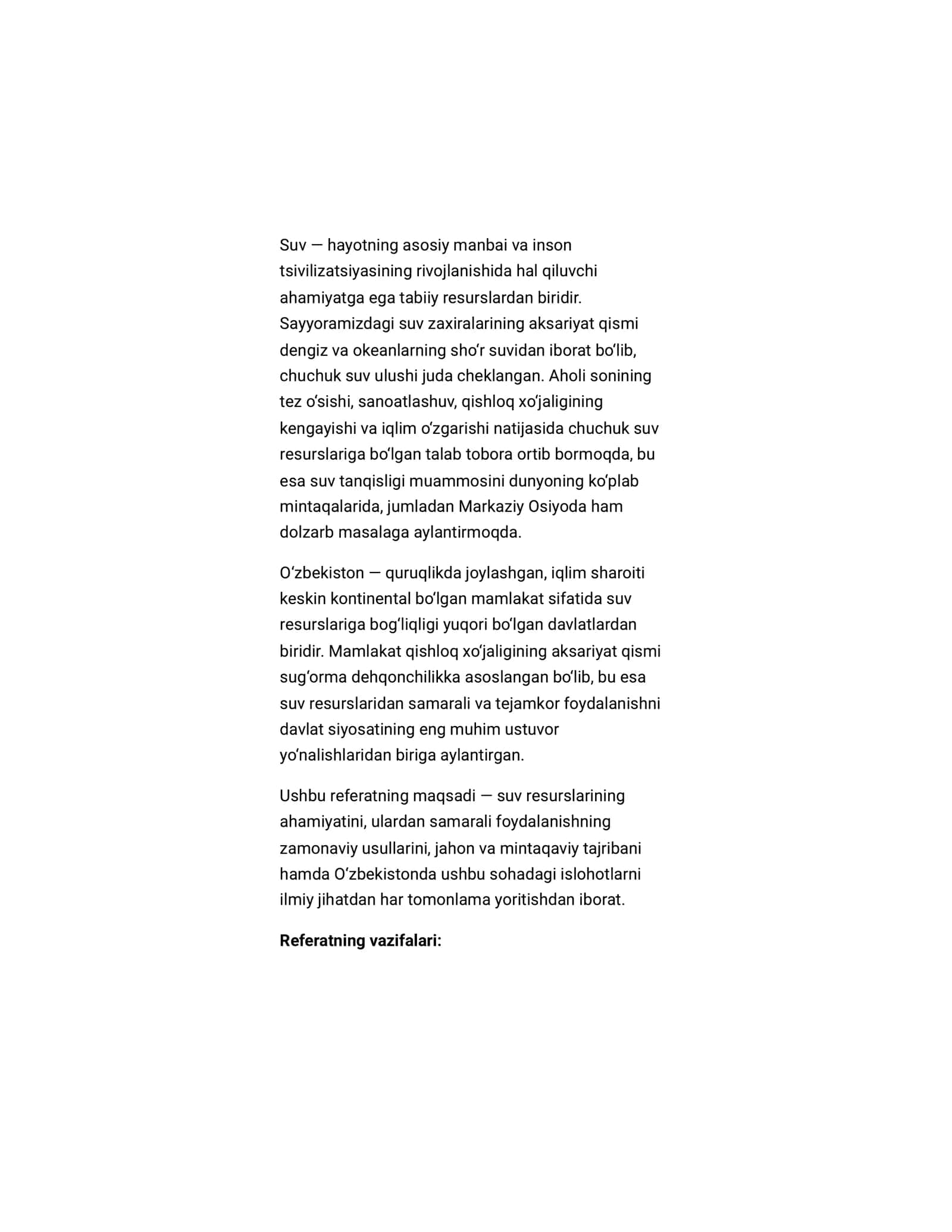 Referat suv resurslaridan samarali foydalanish 3