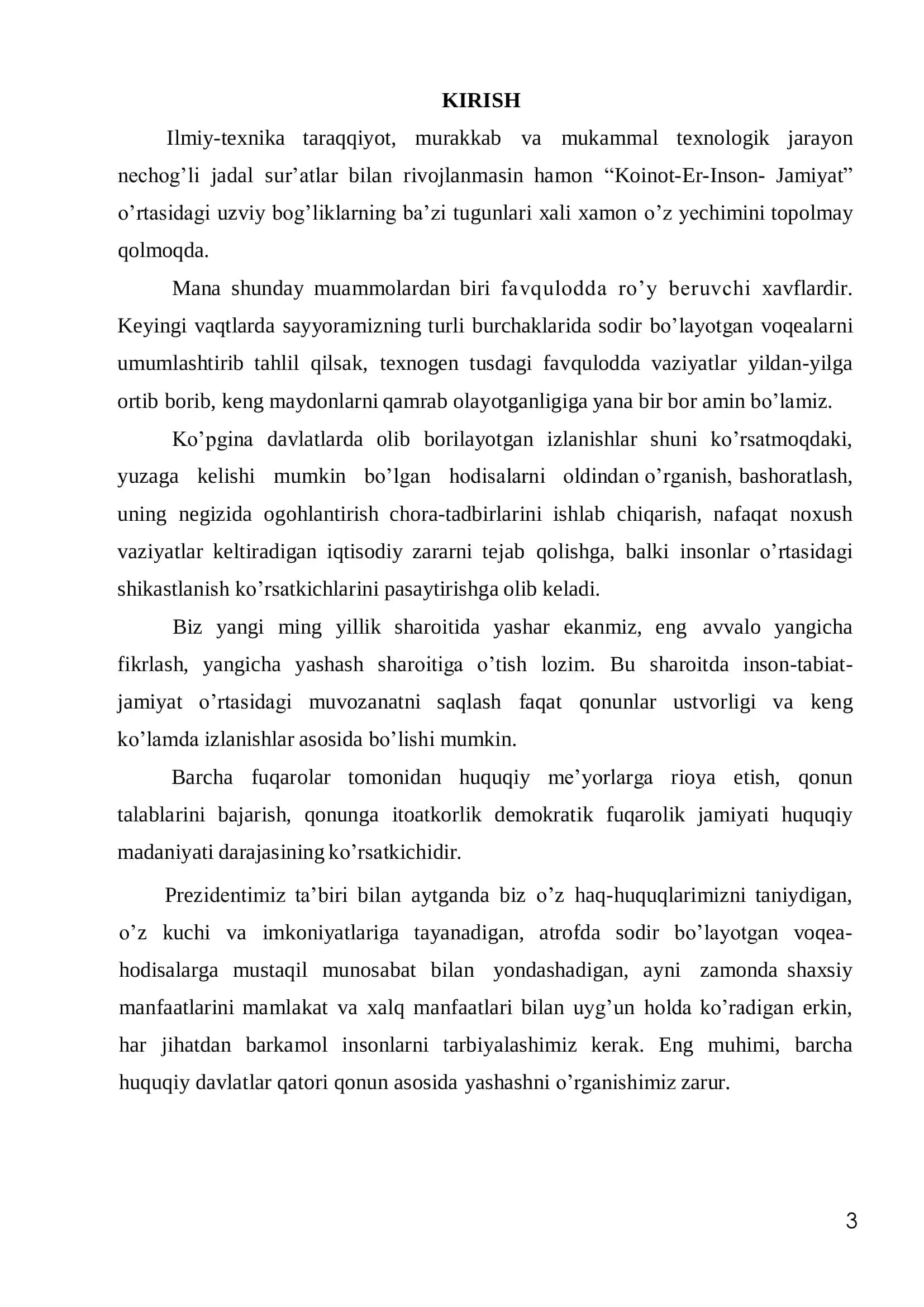 Bitiruv malakaviy ishi "Favqulodda vaziyatlarning oldini olish choralarni takomillashtirish" 3
