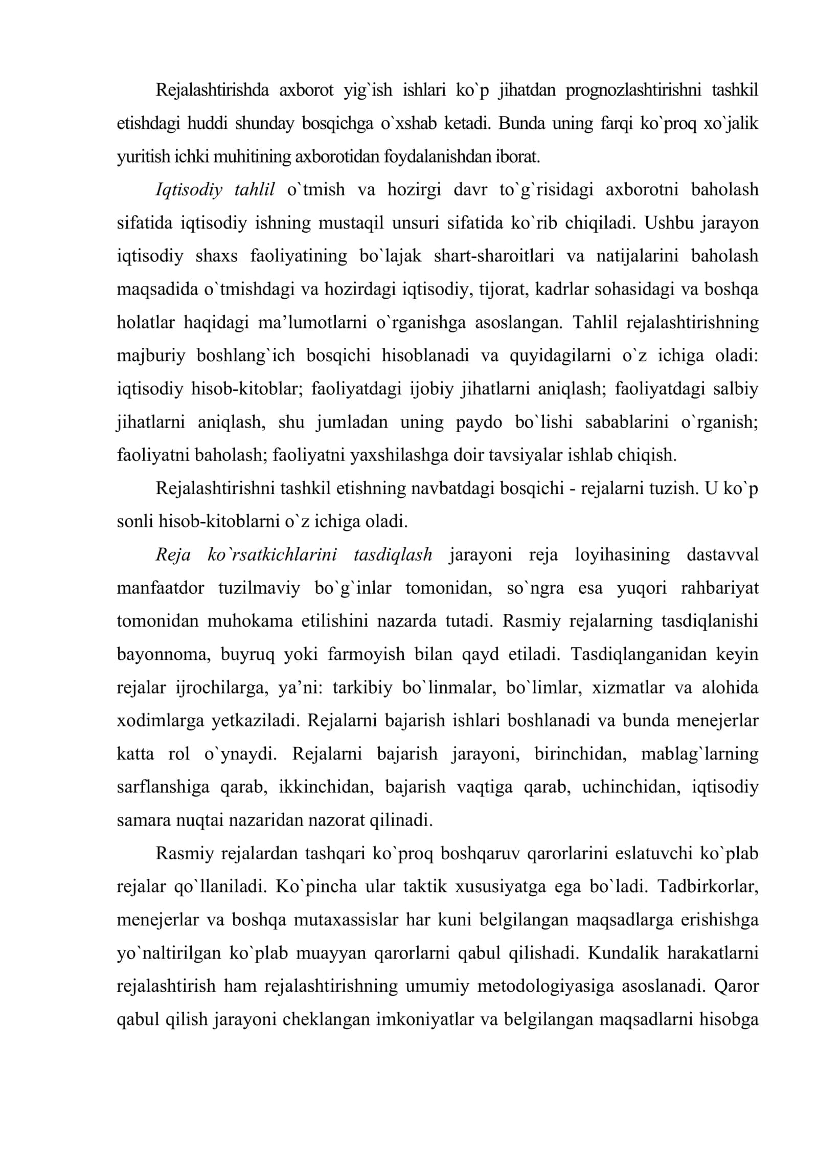 Indikativ rejalashtirishning tashkiliy asoslari 3