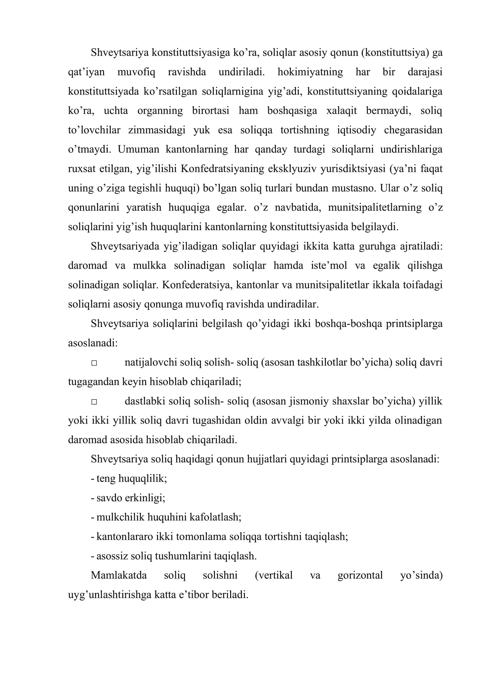 Shveytsariya davlati soliq tizimining tuzilishi 3