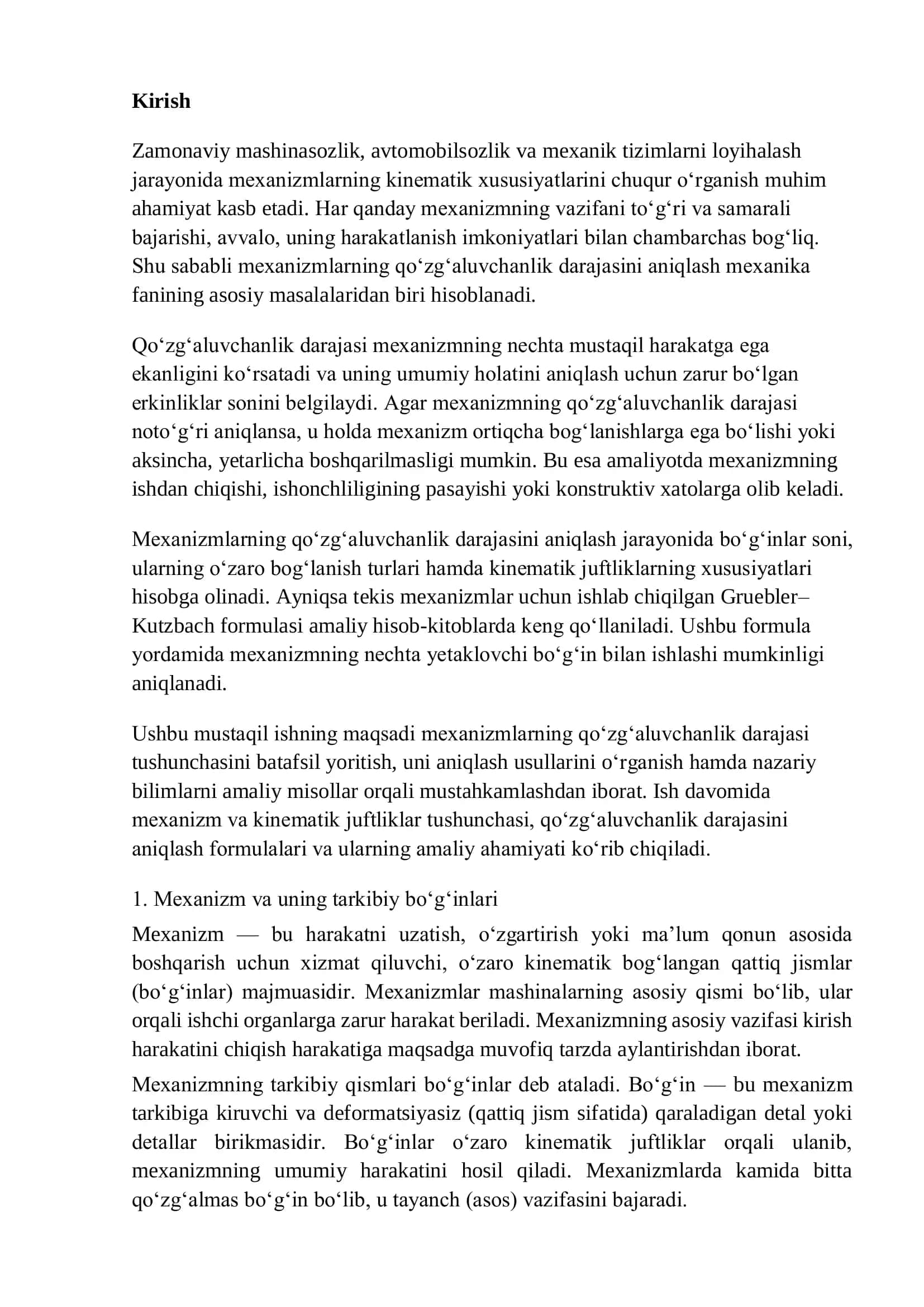 Mexanizmlarni qo'zg'aluvchanlik darajasini aniqlash 3
