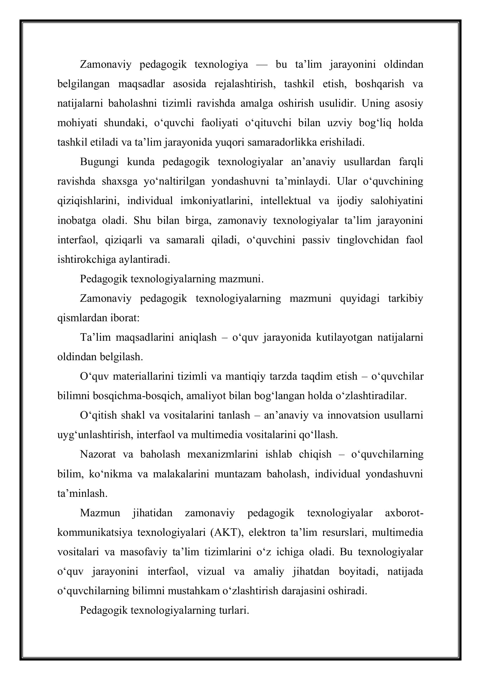 Zamonaviy pedagogika sohasida texnologiyaning mohiyati, mazmuni va metodlari 3