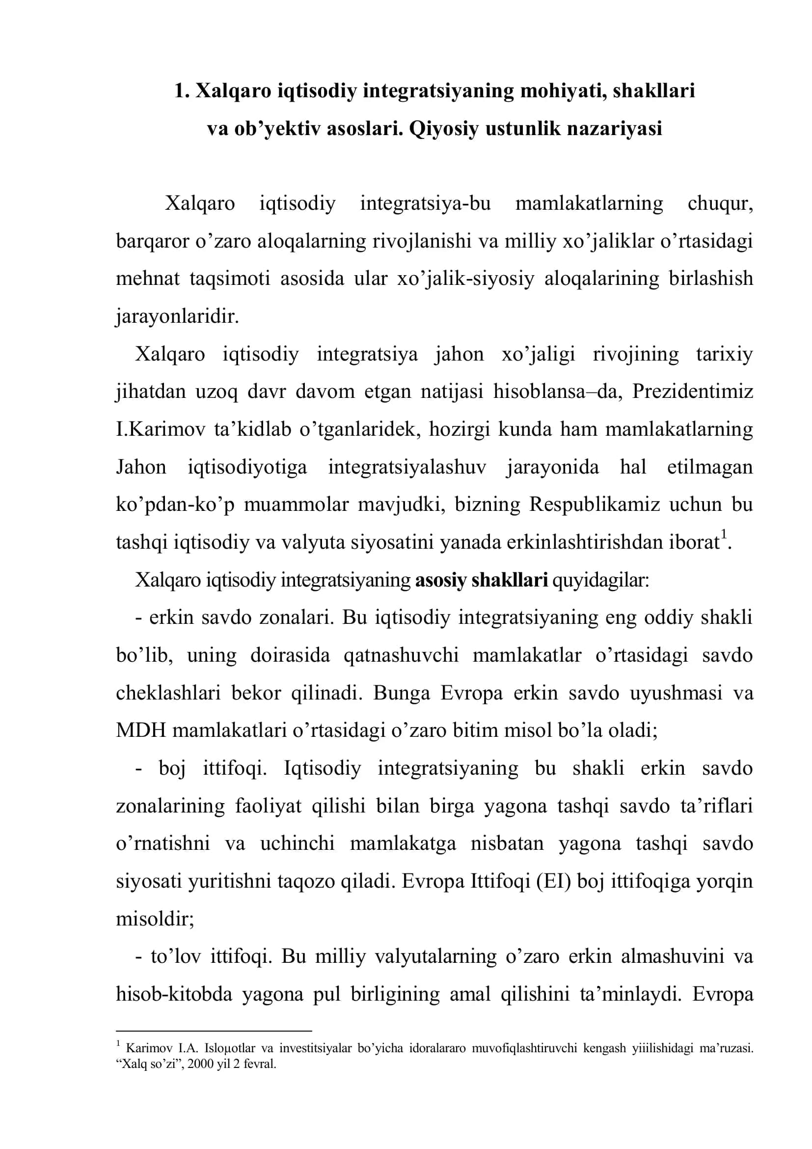 Хаlqаrо iqtisоdiy intеgrаtsiya vа O’zbеkistоnning jаhоn hаmjаmiyatigа qo’shilishi 3