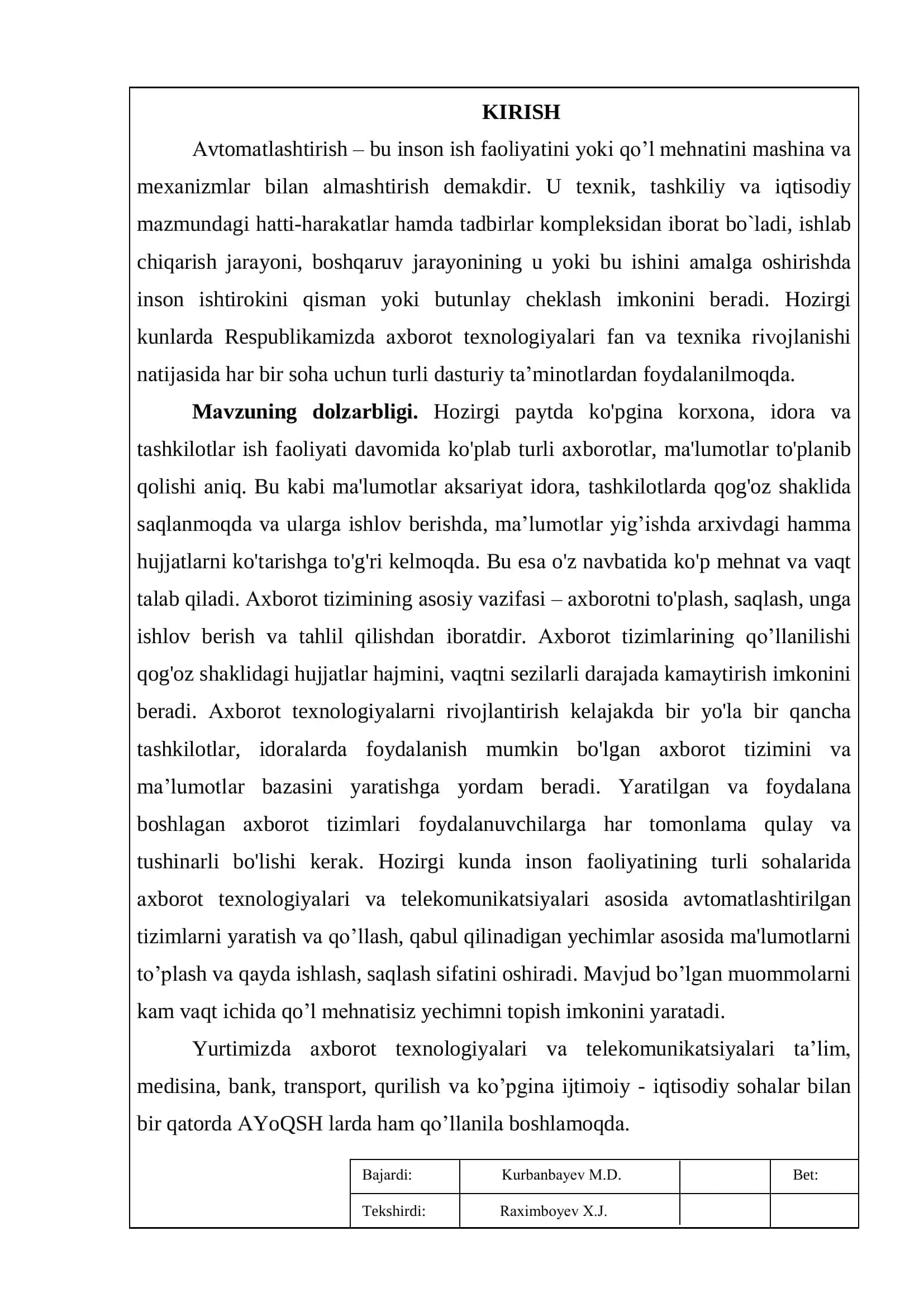 YOQILG’I QUYISH SHАHOBCHАSI FАOLIYАTINI АVTOMАTLАSHTIRUVCHI DАSTURIY TА’MINOT YАRАTISH 3