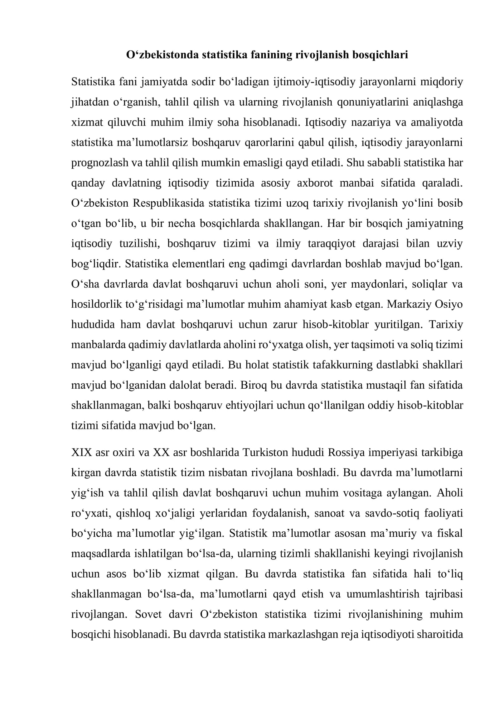 O‘zbekiston Respublikasida statistika fani rivojlanishi 3