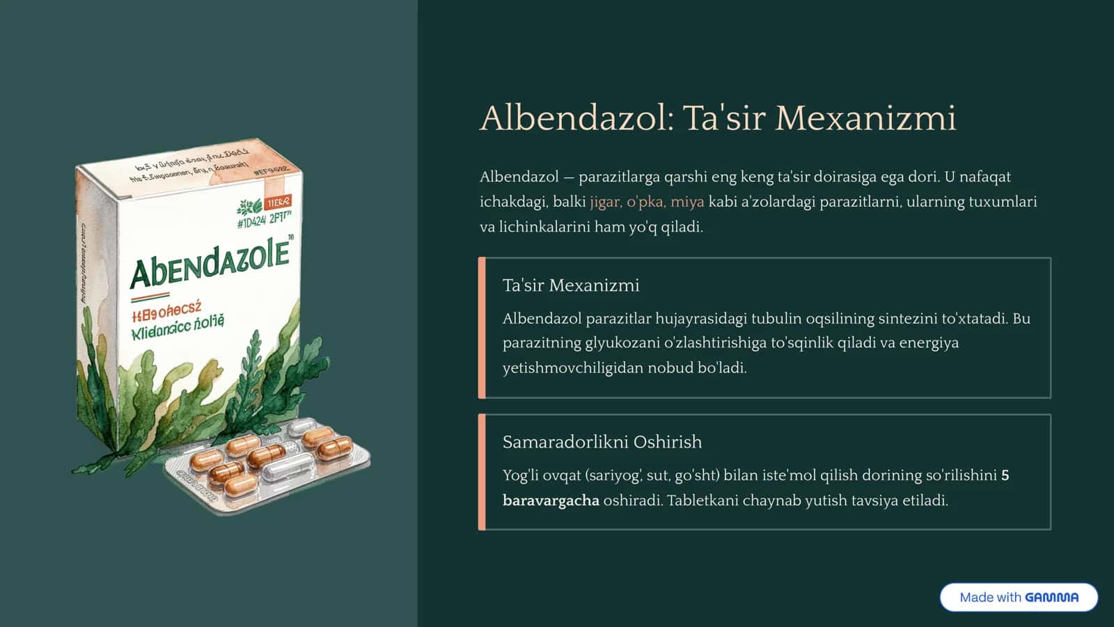 Gijja (Gelmint)larga Qarshi Dori Vositalari 3