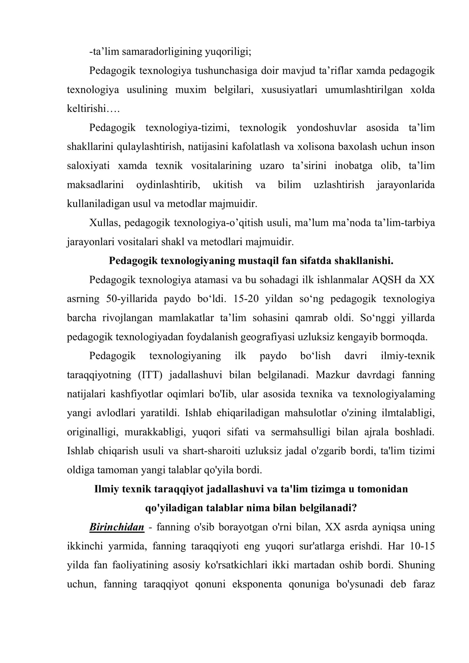 Pedagogik texnologiya nazariyasining mohiyati va ustuvor tamoyillari 3