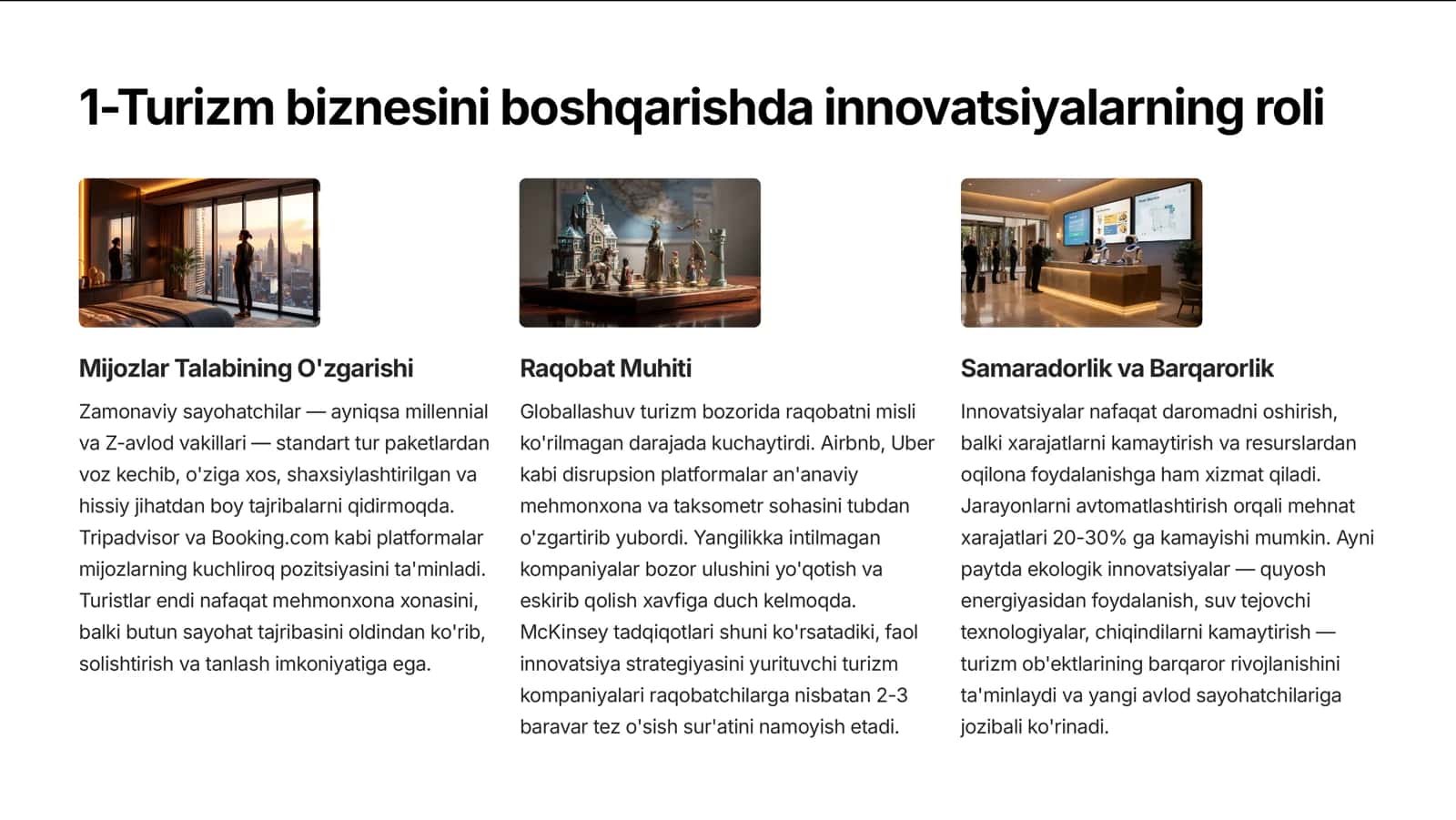 Turizm biznesini boshqarishda innovatsiyalarning roli 3
