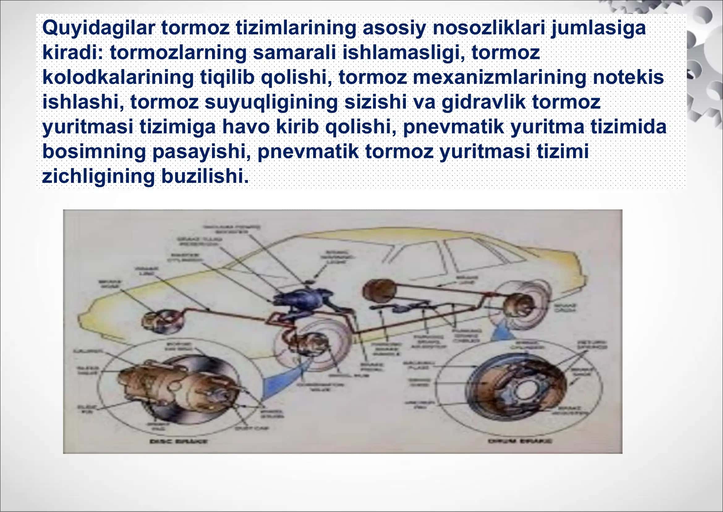 Zamonaviy avtomobillar tormoz tizimining kuchaytirgichlariga texnik xizmat ko’rsatish 3