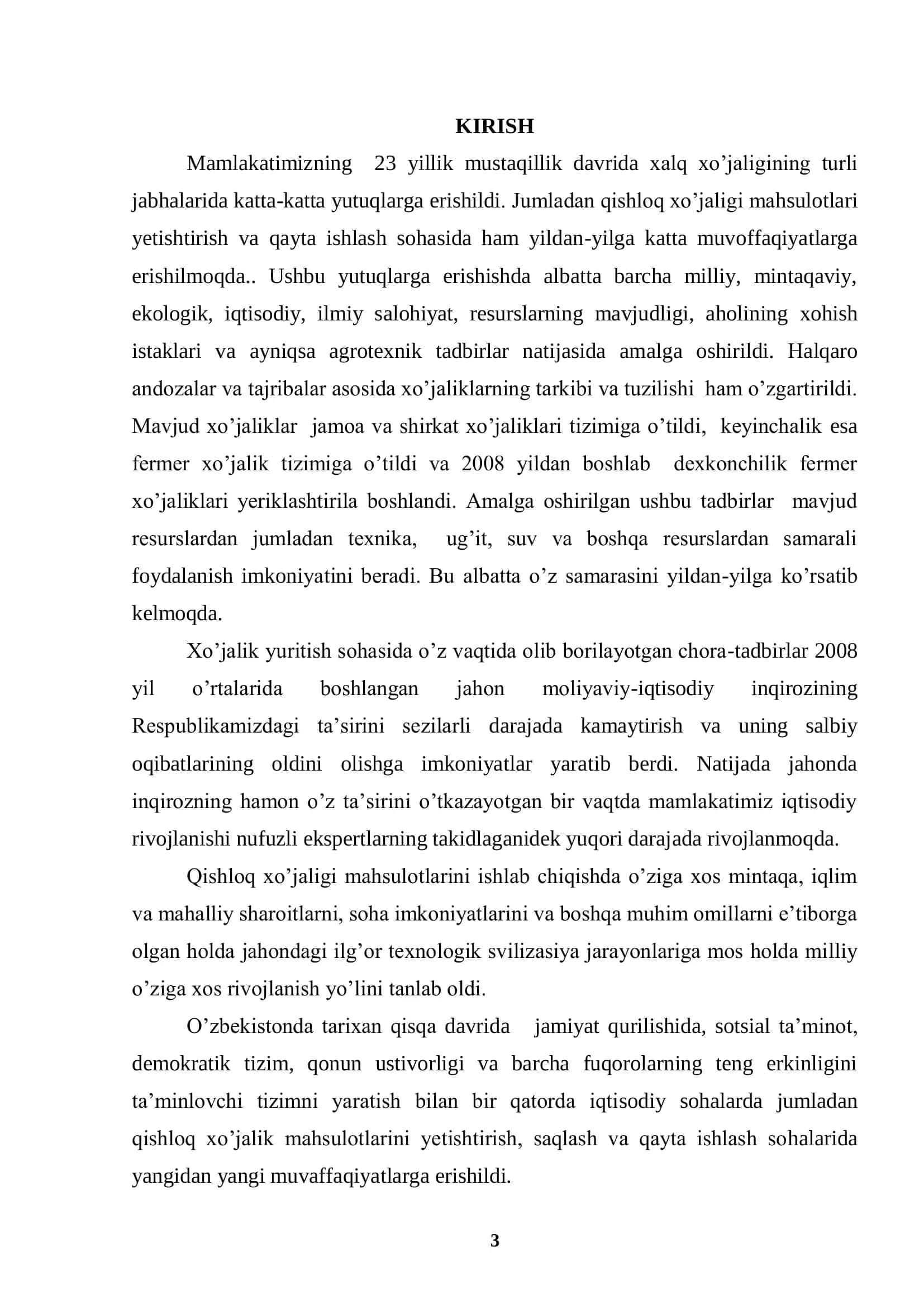 Qishloq xo’jalik korxonalarida mineral o’g’itlardan samarali foydalanish 3
