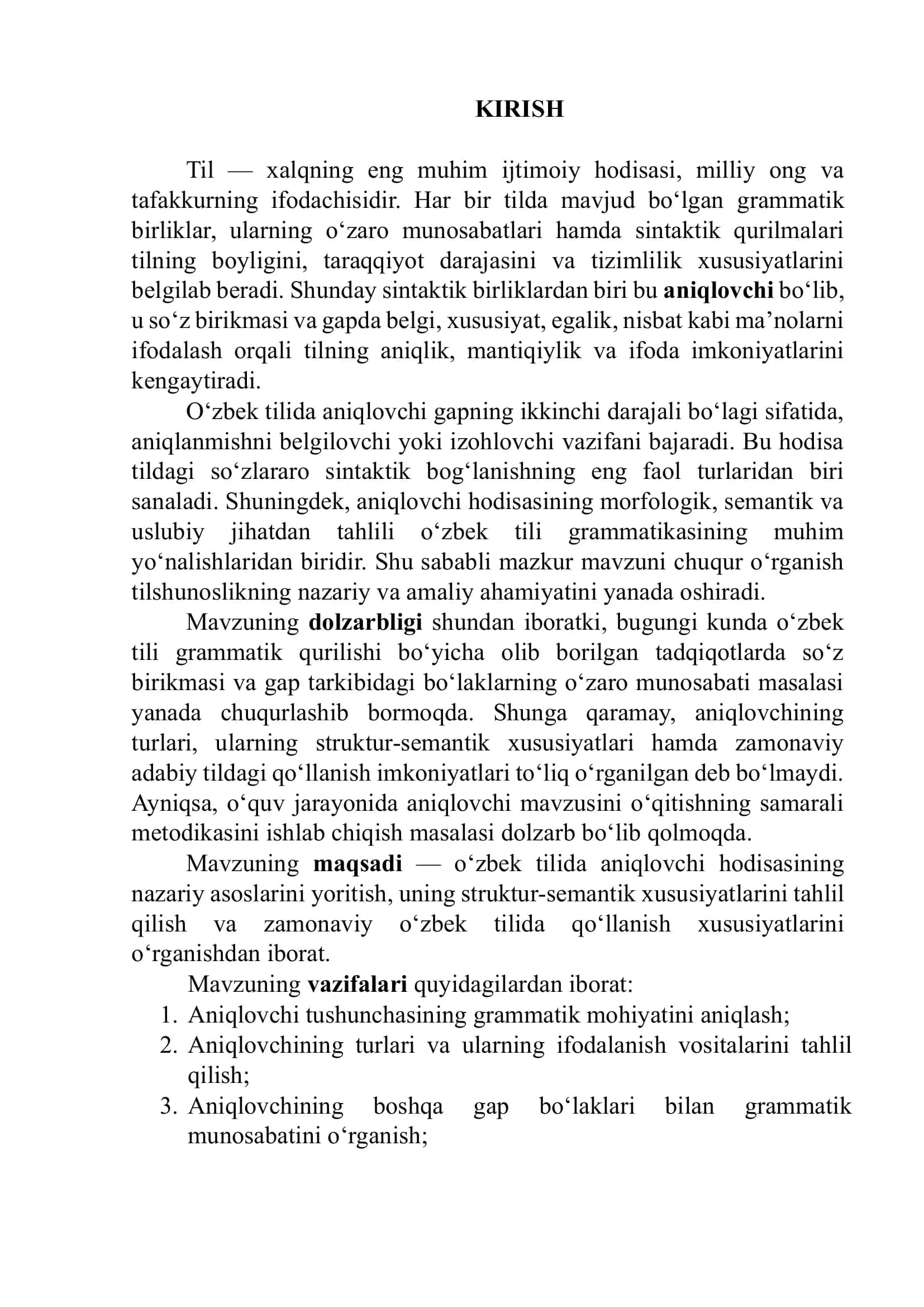 ANIQLOVCHI VA UNING O'ZBEK TILSHUNOSLIGIDA TADQIQI 3