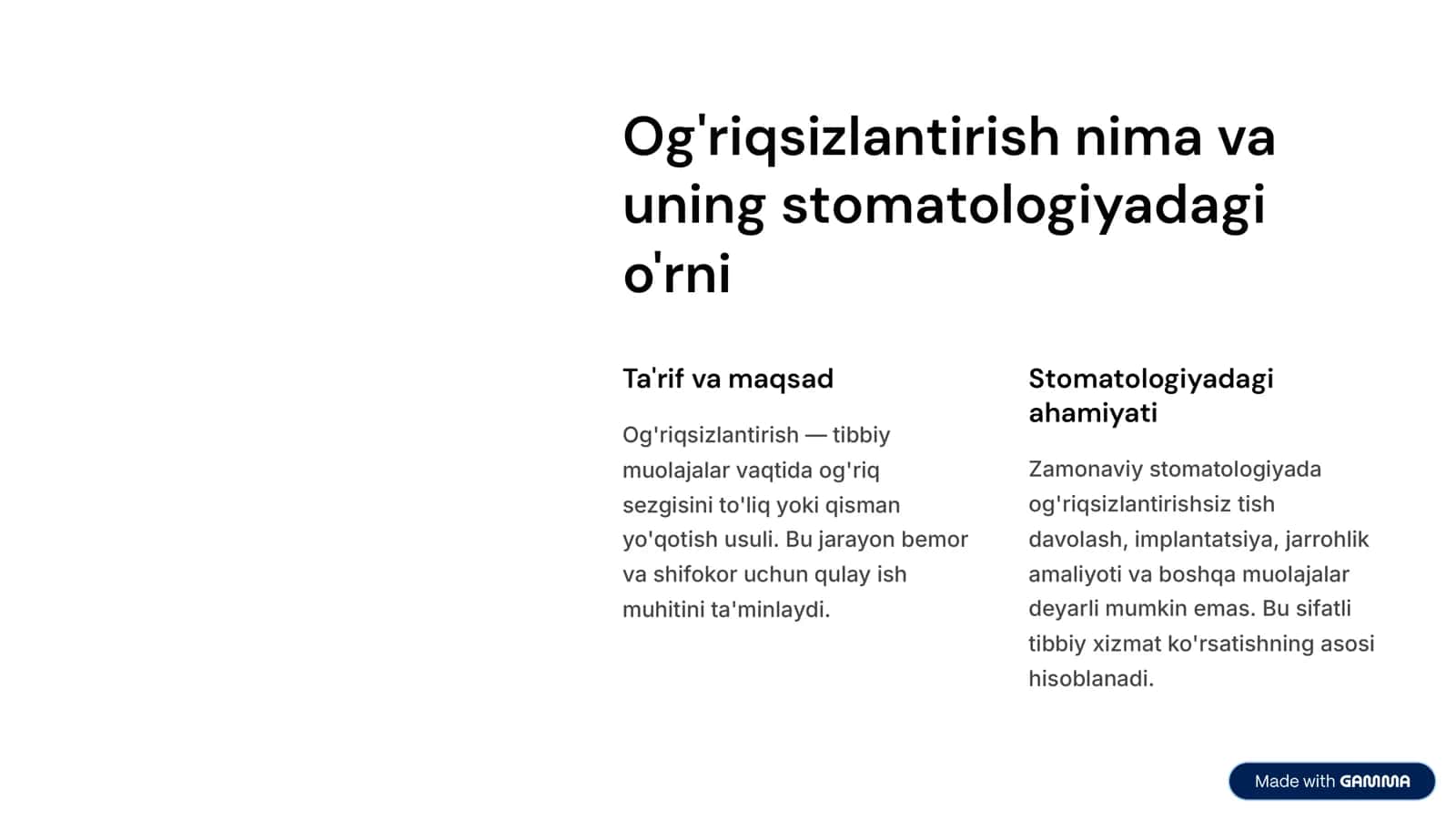 Tоrusаl оg’riqsizlаntirishning оg’iz ichi usuli. Og’riqsizlаntirish vaqtida kuzatiladigan asoratlar va ularni bartaraf etish. 3
