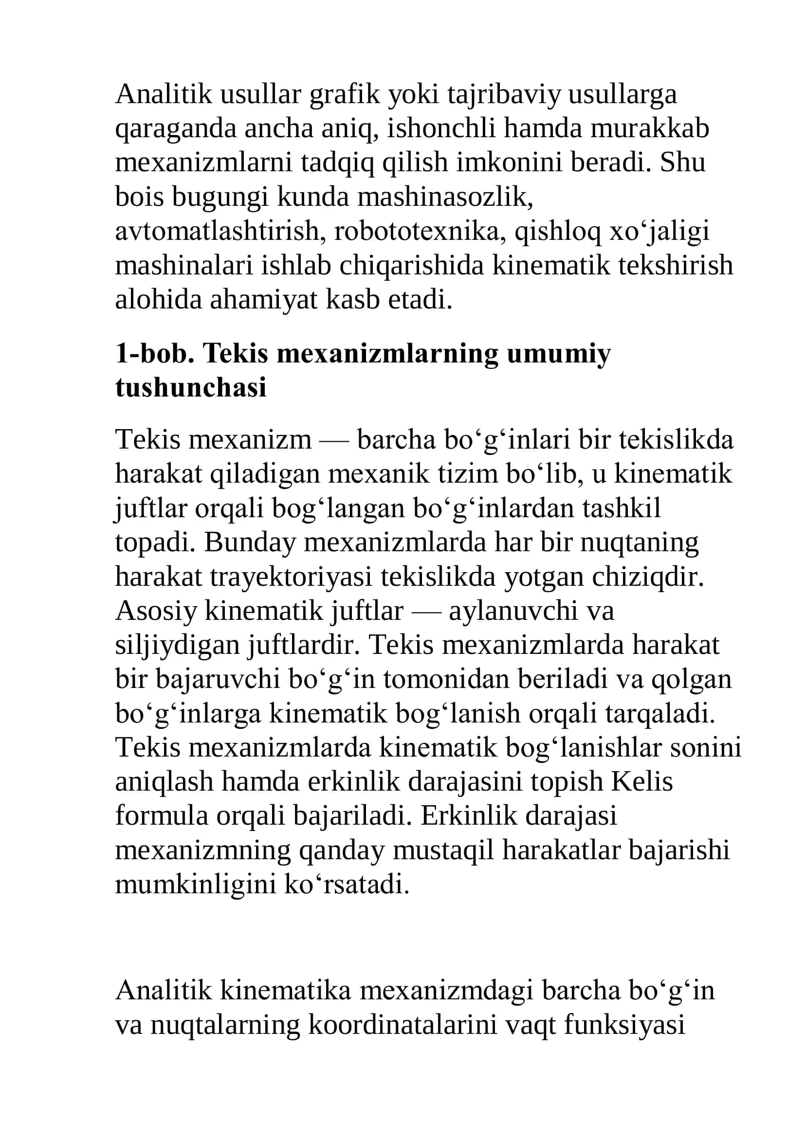 Tekis mexanizmlarning kinematikasini analitik tekshirish 3