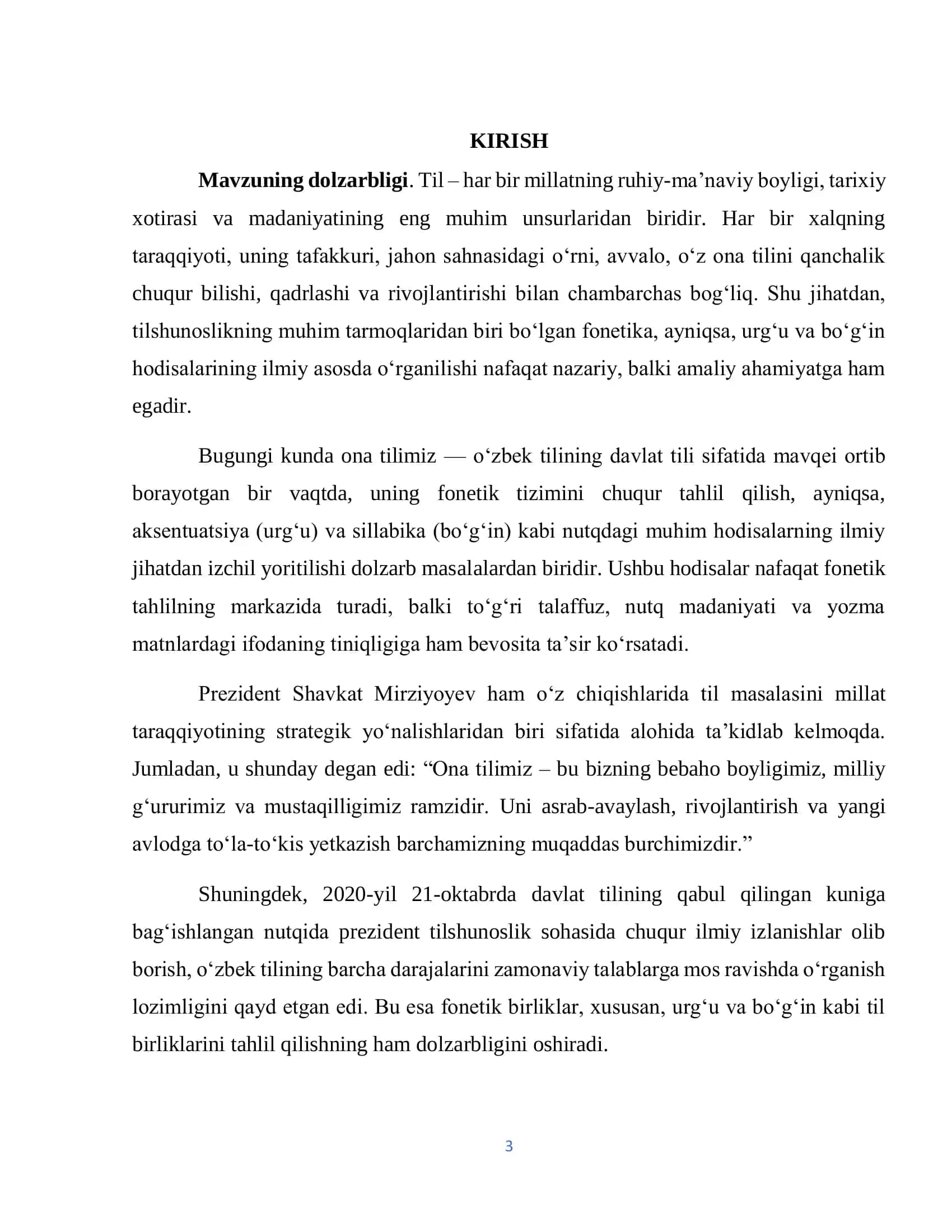 O’ZBEK TILSHUNOSLIGIDA AKSENTUATSIYA VA SILLABIKA. URG’U VA BO’G’IN. 3